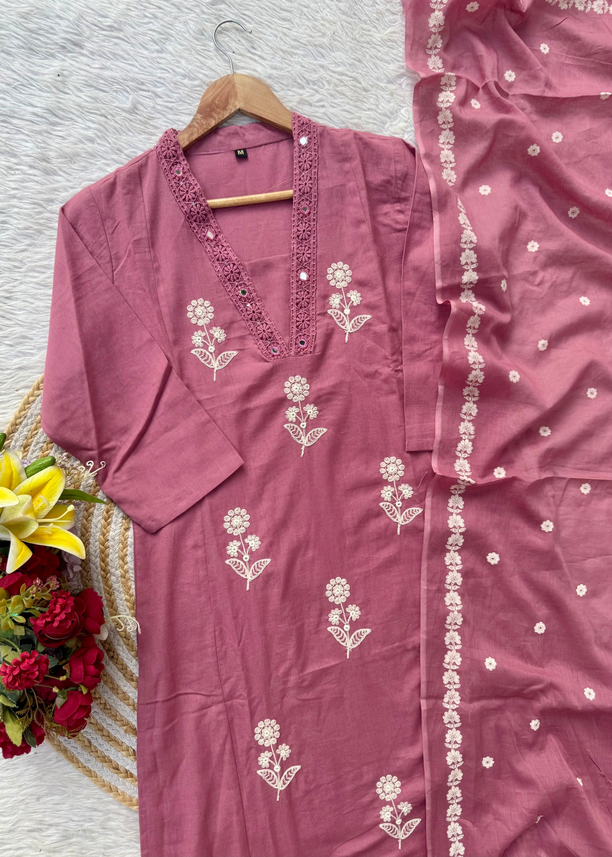 “ALICE" Premium Flex cotton embroidered work kurta set