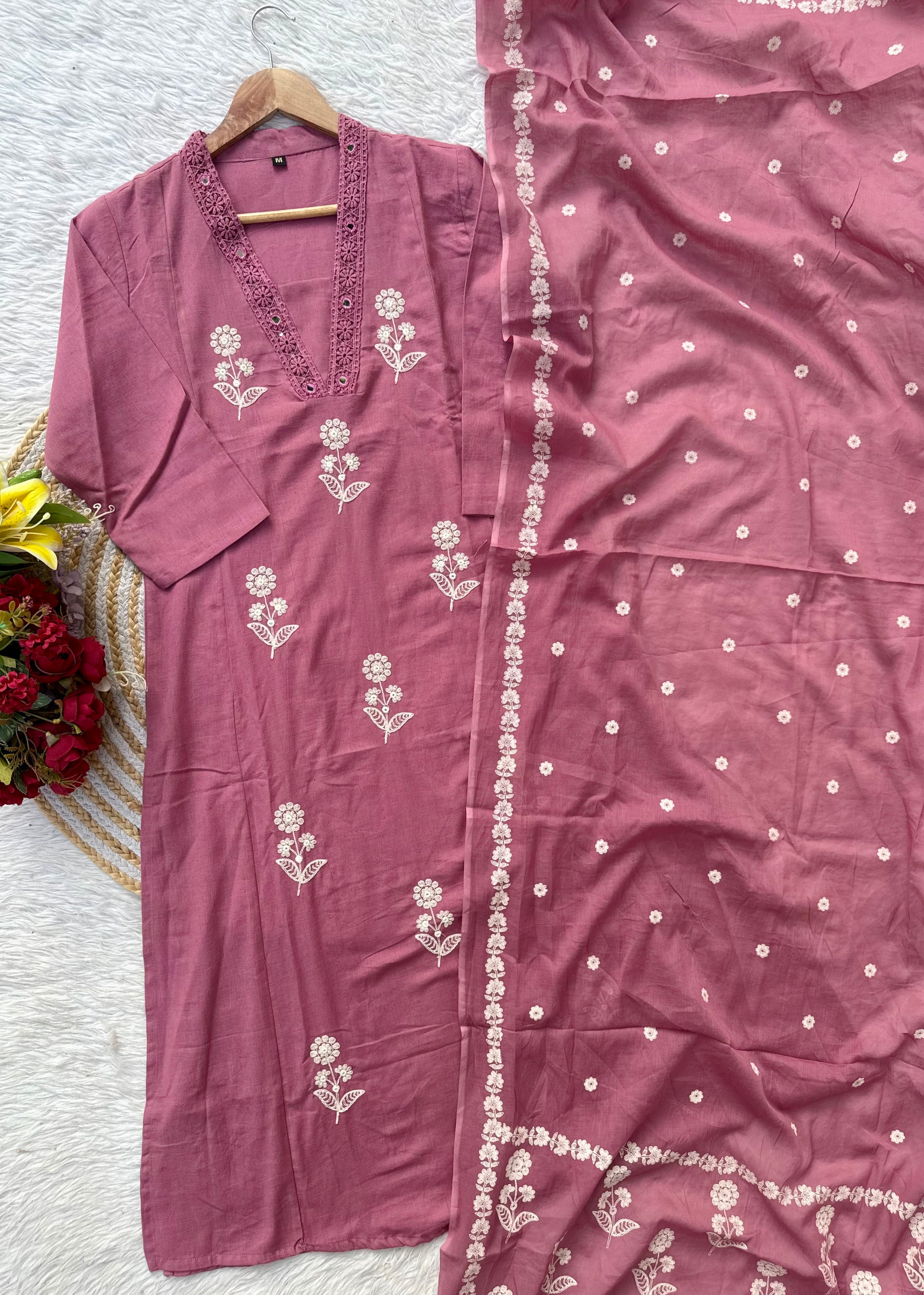 “ALICE" Premium Flex cotton embroidered work kurta set