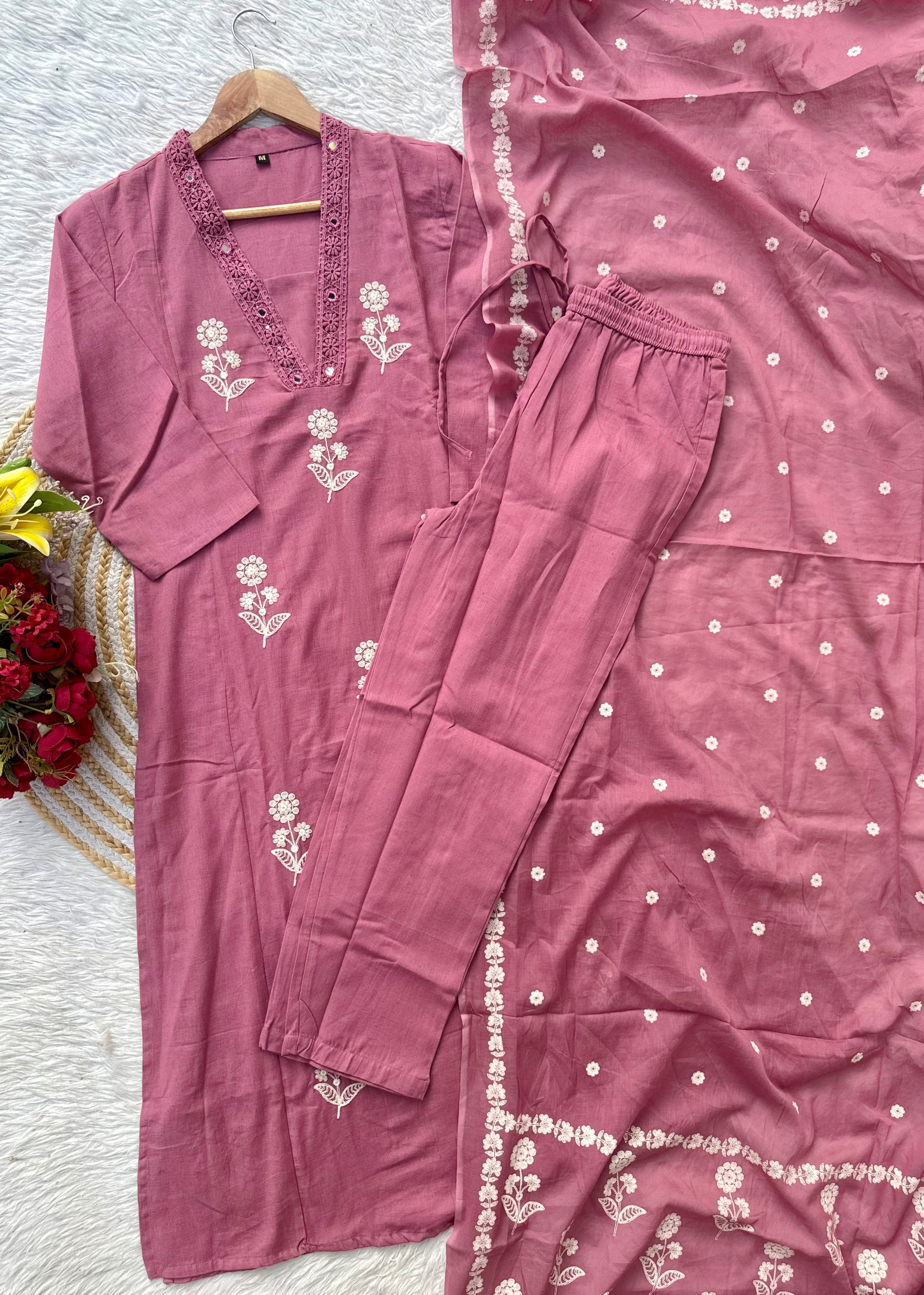 “ALICE" Premium Flex cotton embroidered work kurta set