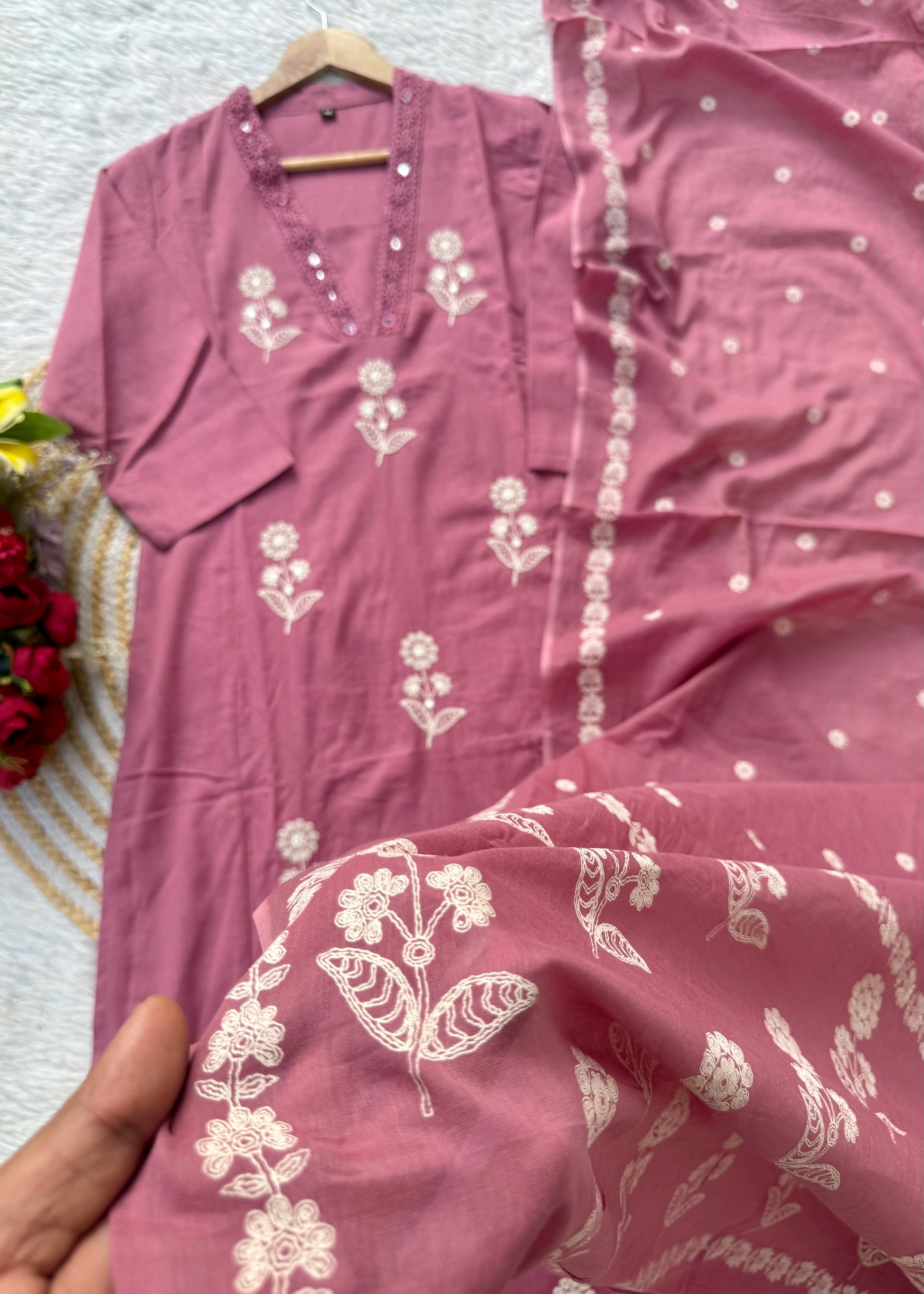 “ALICE" Premium Flex cotton embroidered work kurta set