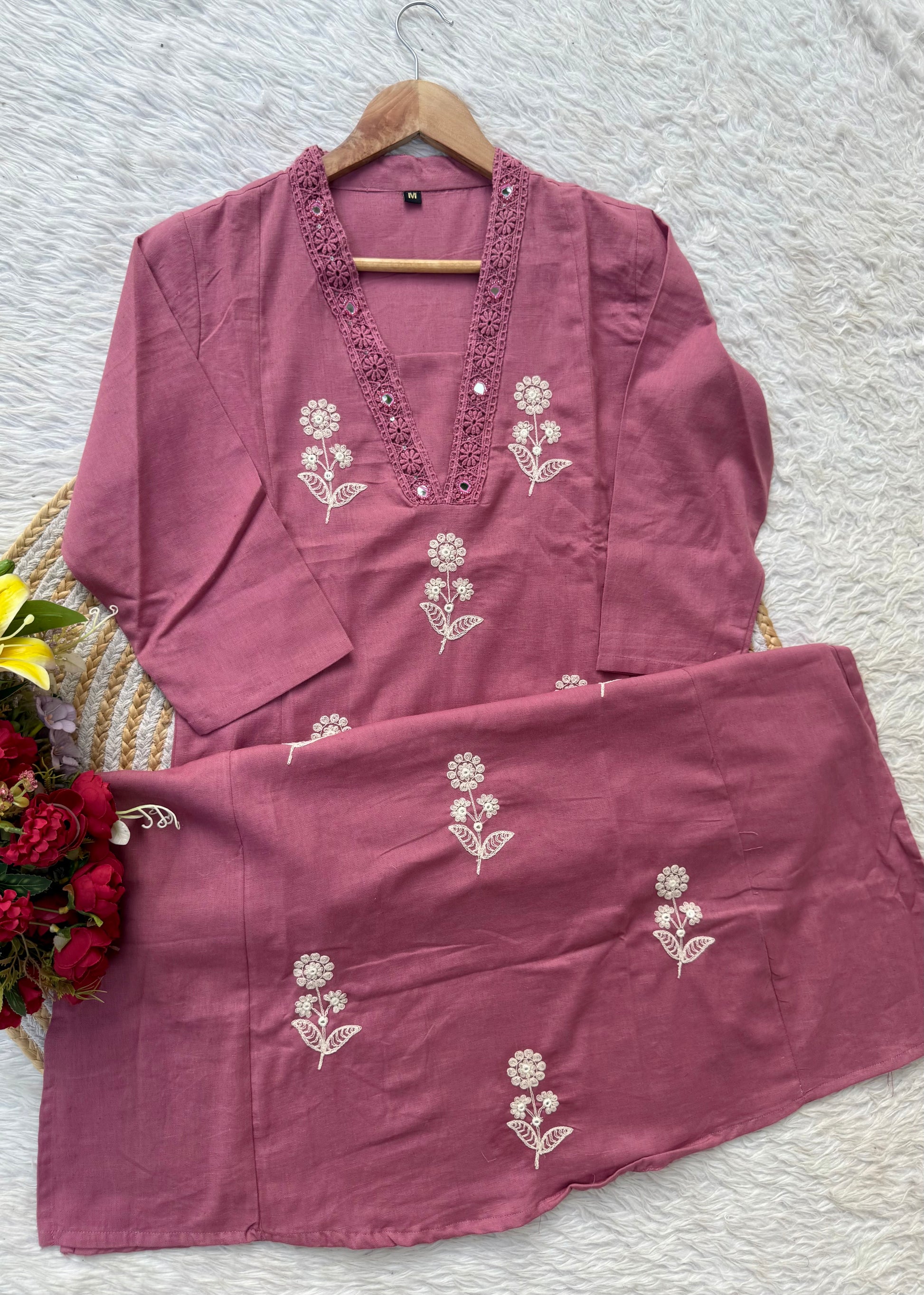 “ALICE" Premium Flex cotton embroidered work kurta set