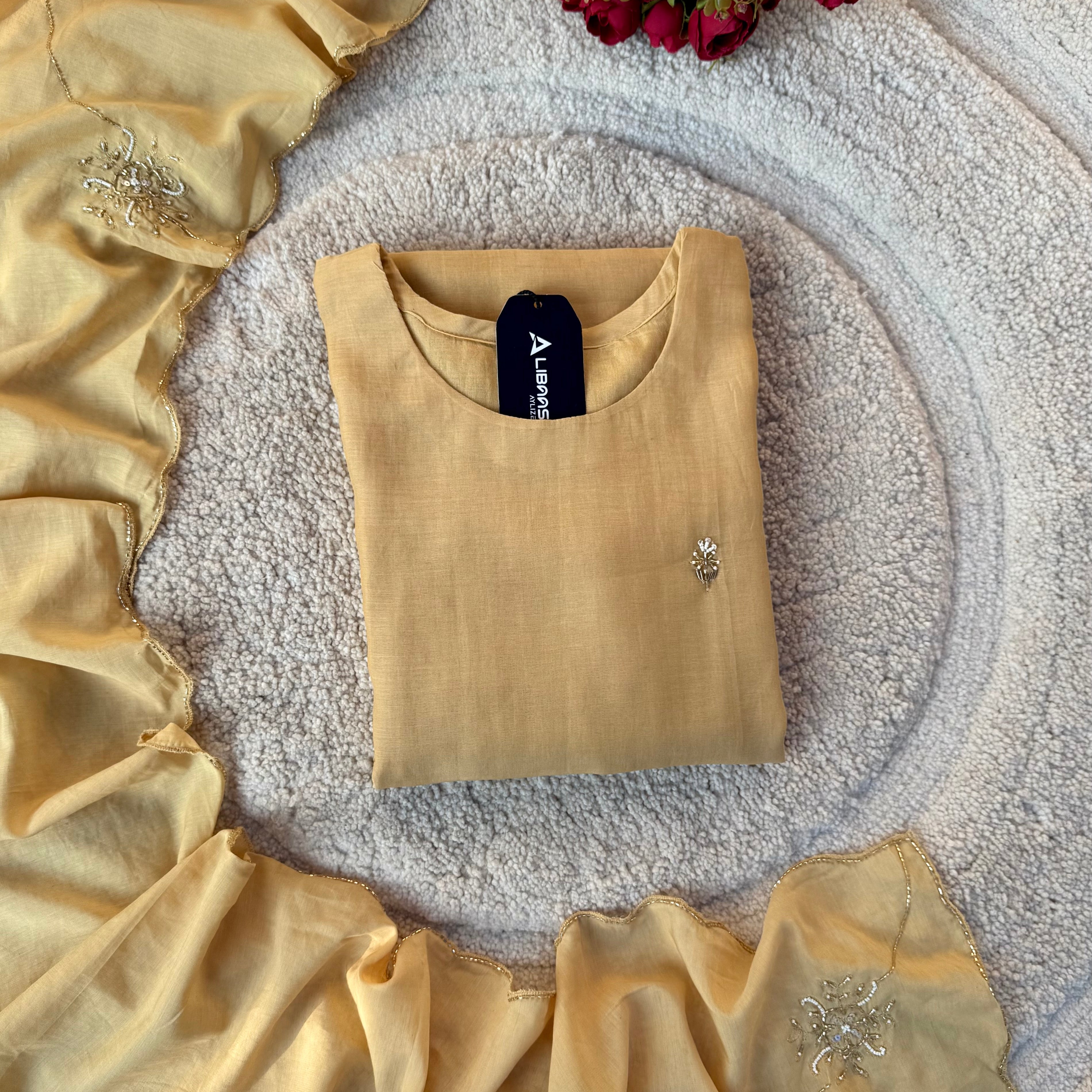 “Iqrah” premium Mul-Chanderi Party wear A Line suit set