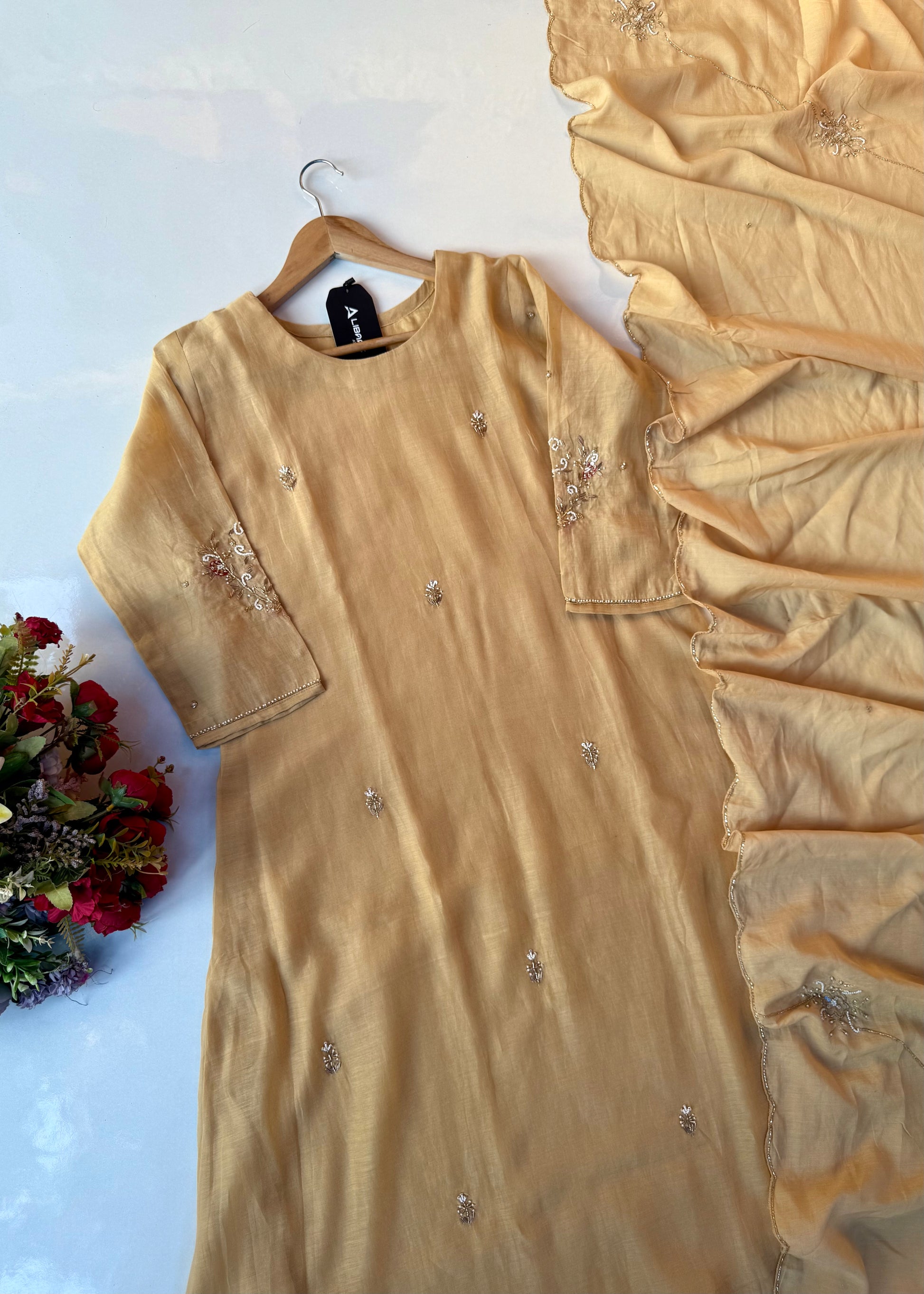 “Iqrah” premium Mul-Chanderi Party wear A Line suit set