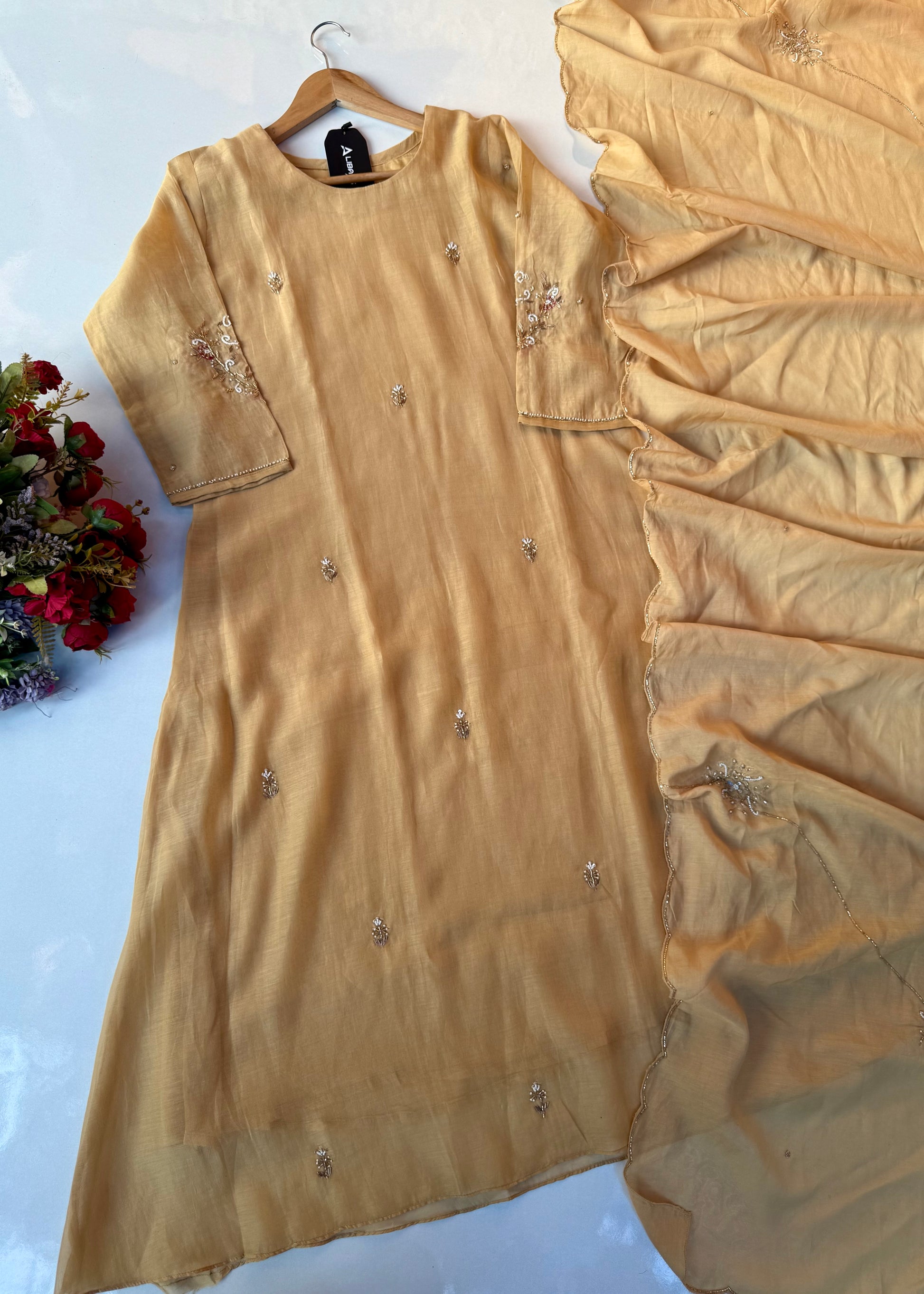 “Iqrah” premium Mul-Chanderi Party wear A Line suit set