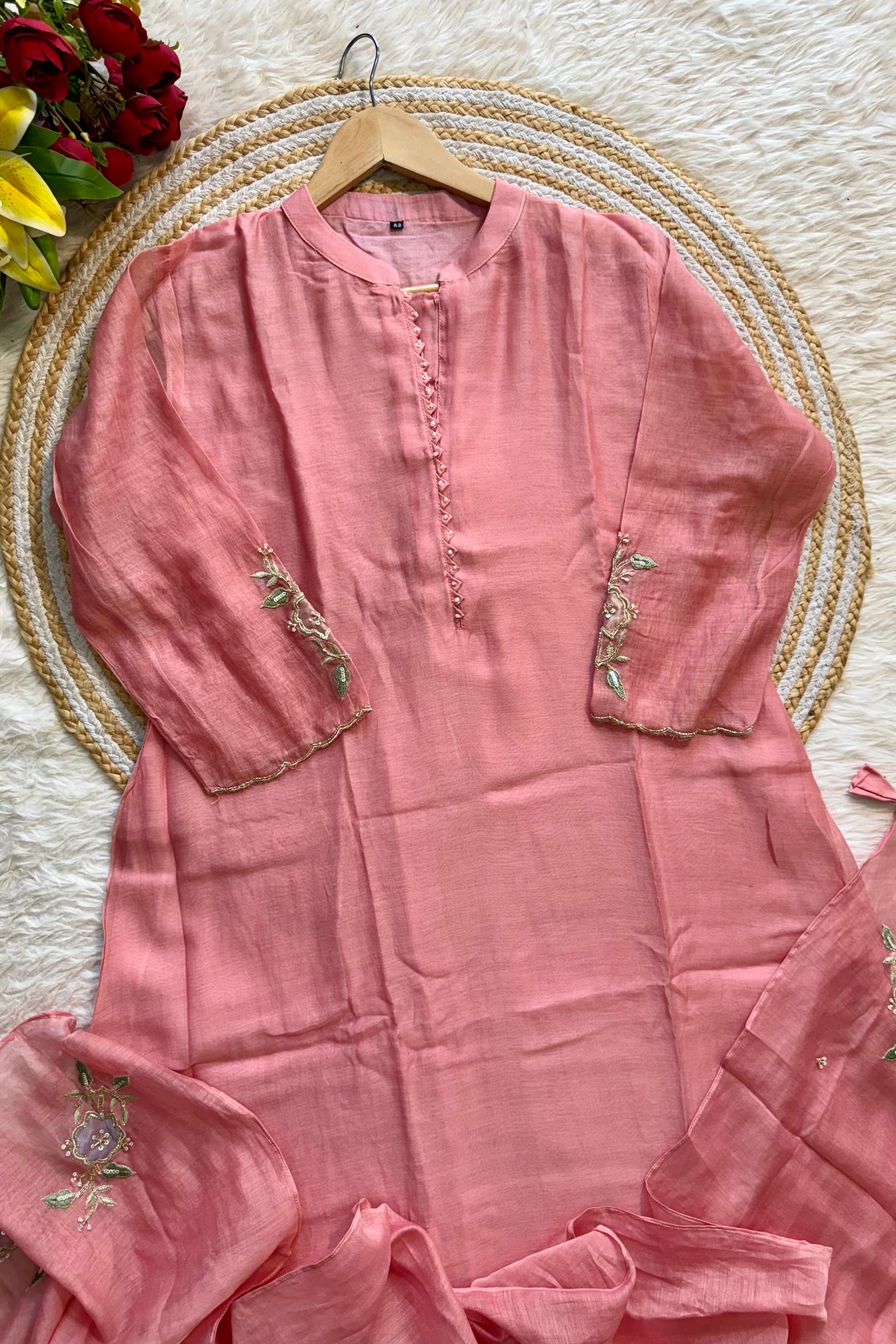 “MEERA” Premium Mul Chanderi Daman work anarkali suit set