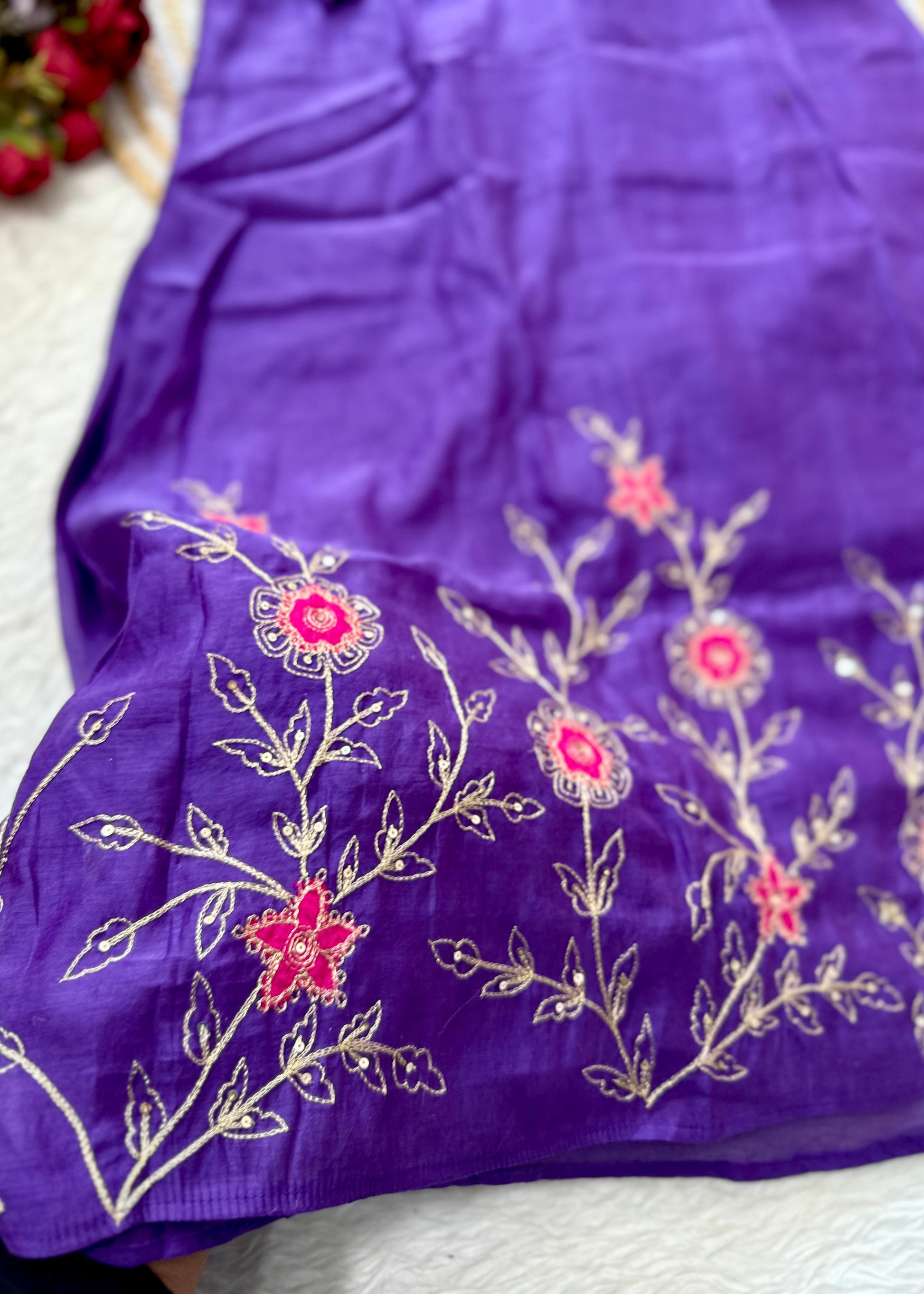 “FIDA” Premium Mul Chanderi Daman work anarkali suit set