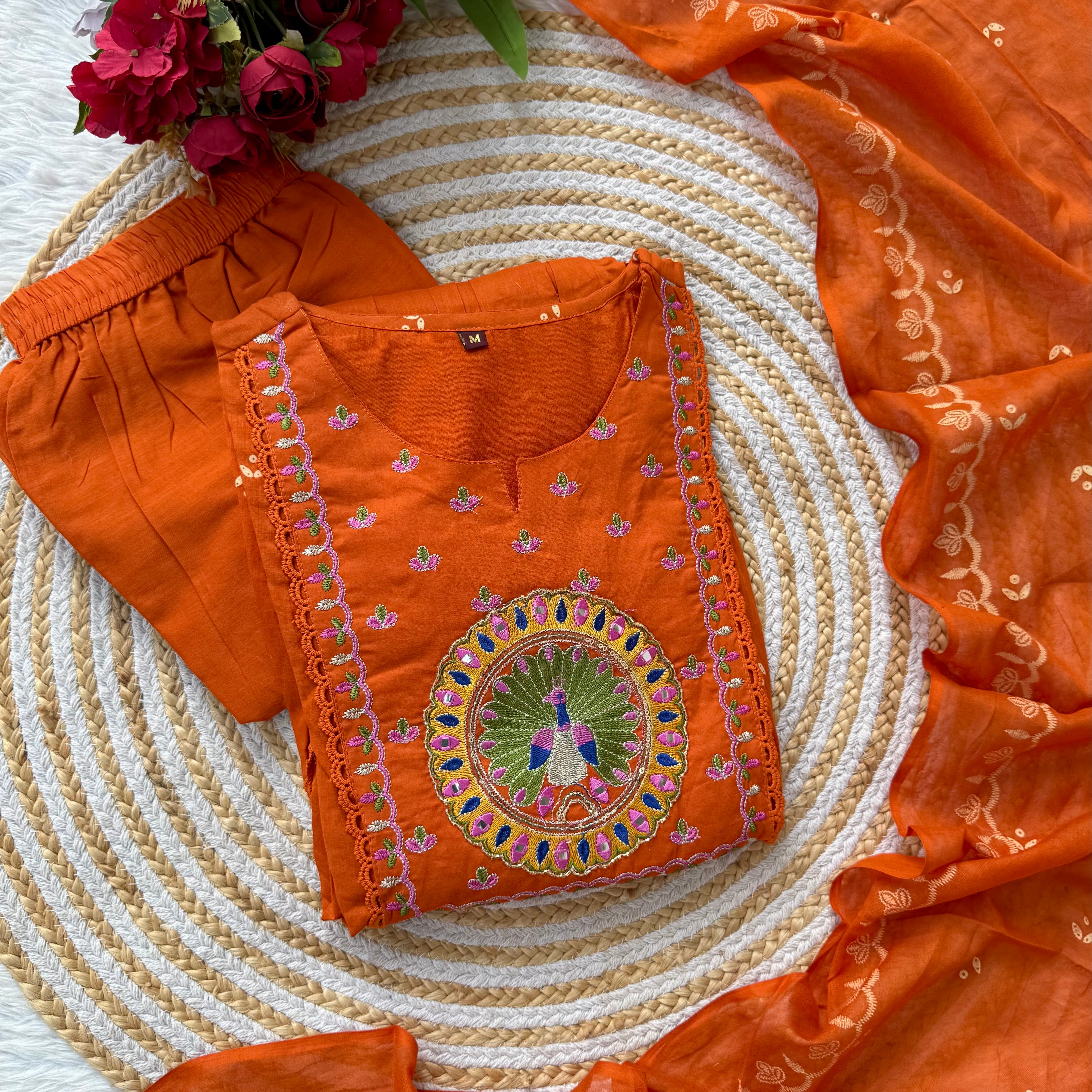“SHYLA" Premium Mul cotton embroidered work Anarkali suit