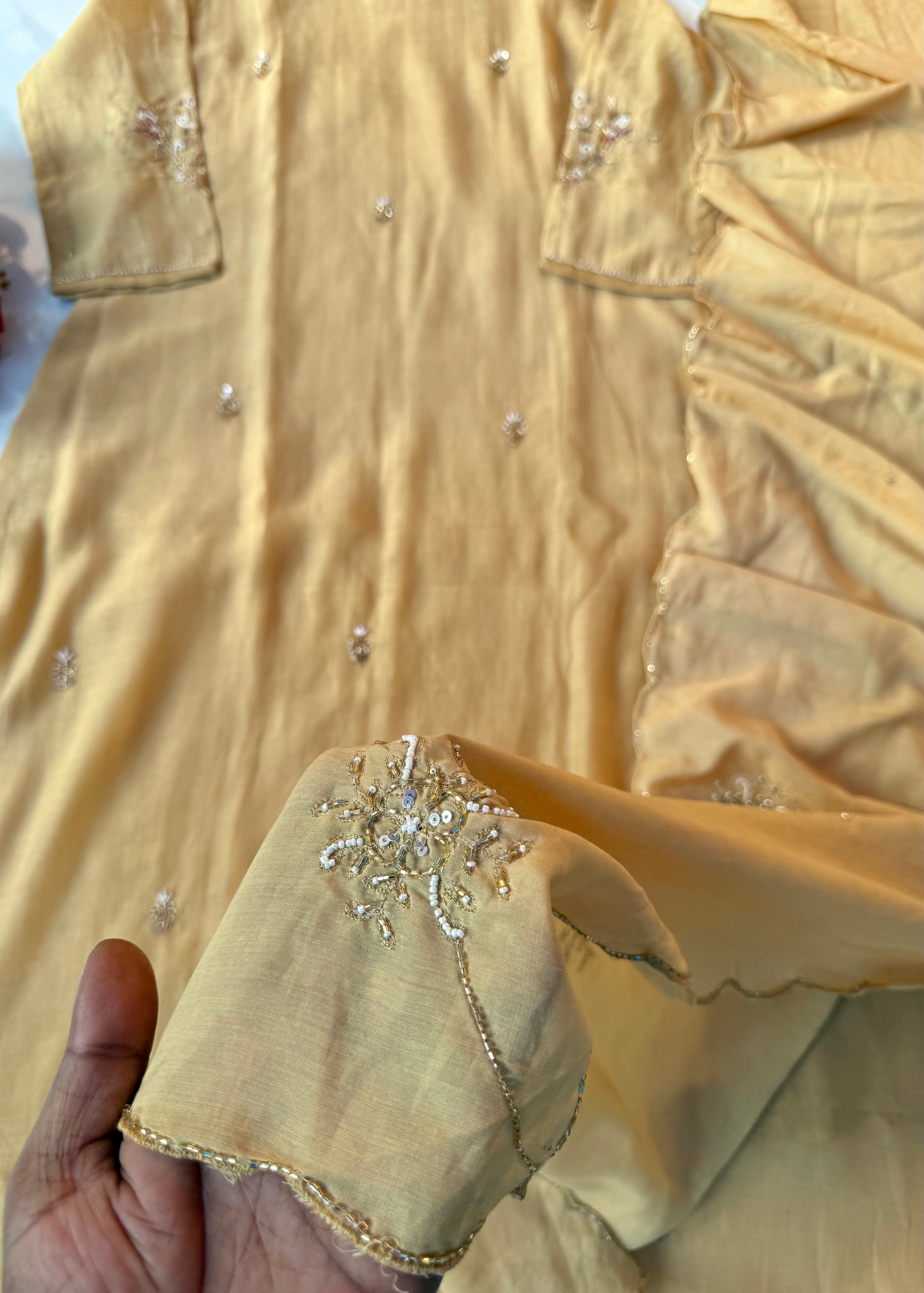 “Iqrah” premium Mul-Chanderi Party wear A Line suit set