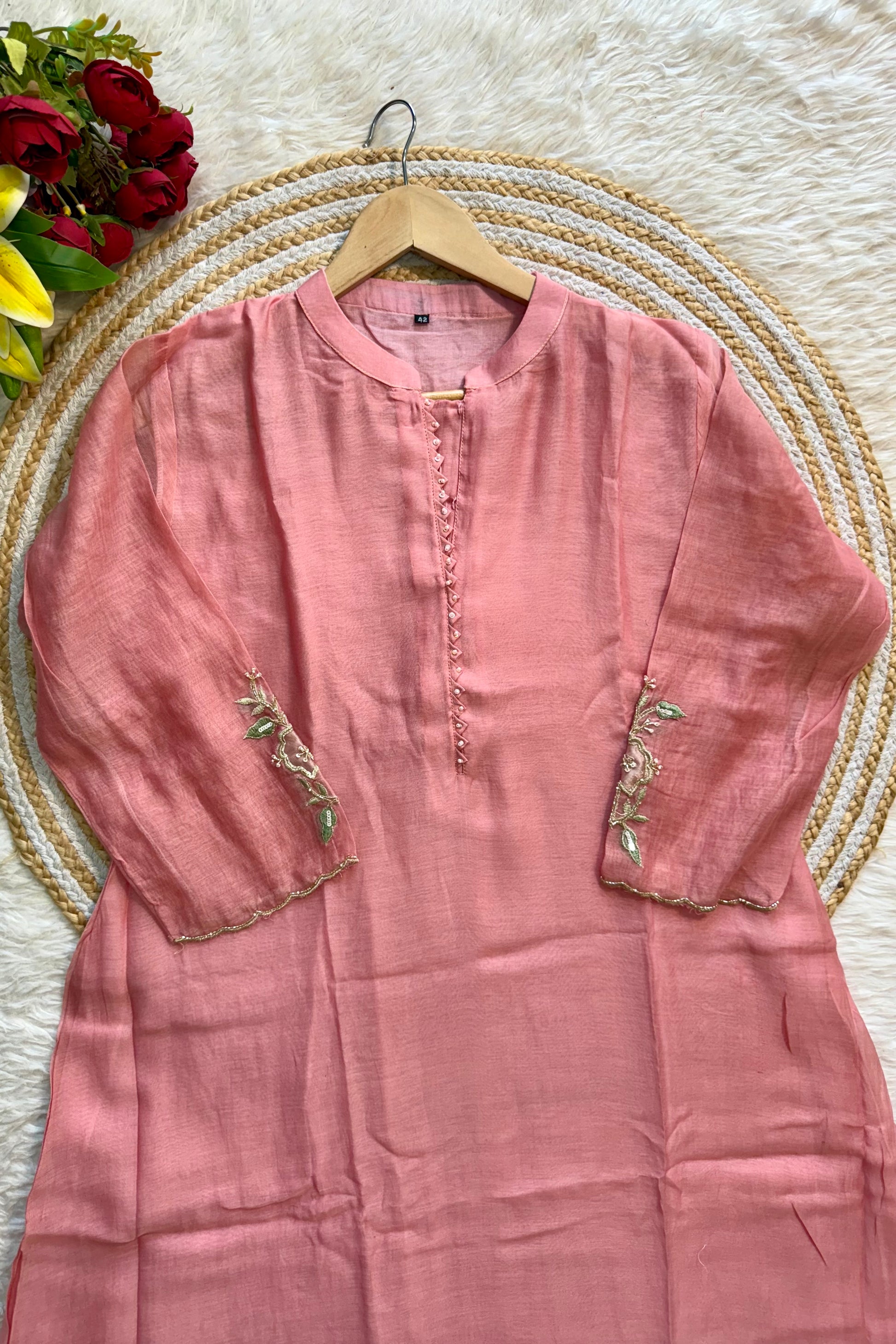 “MEERA” Premium Mul Chanderi Daman work anarkali suit set