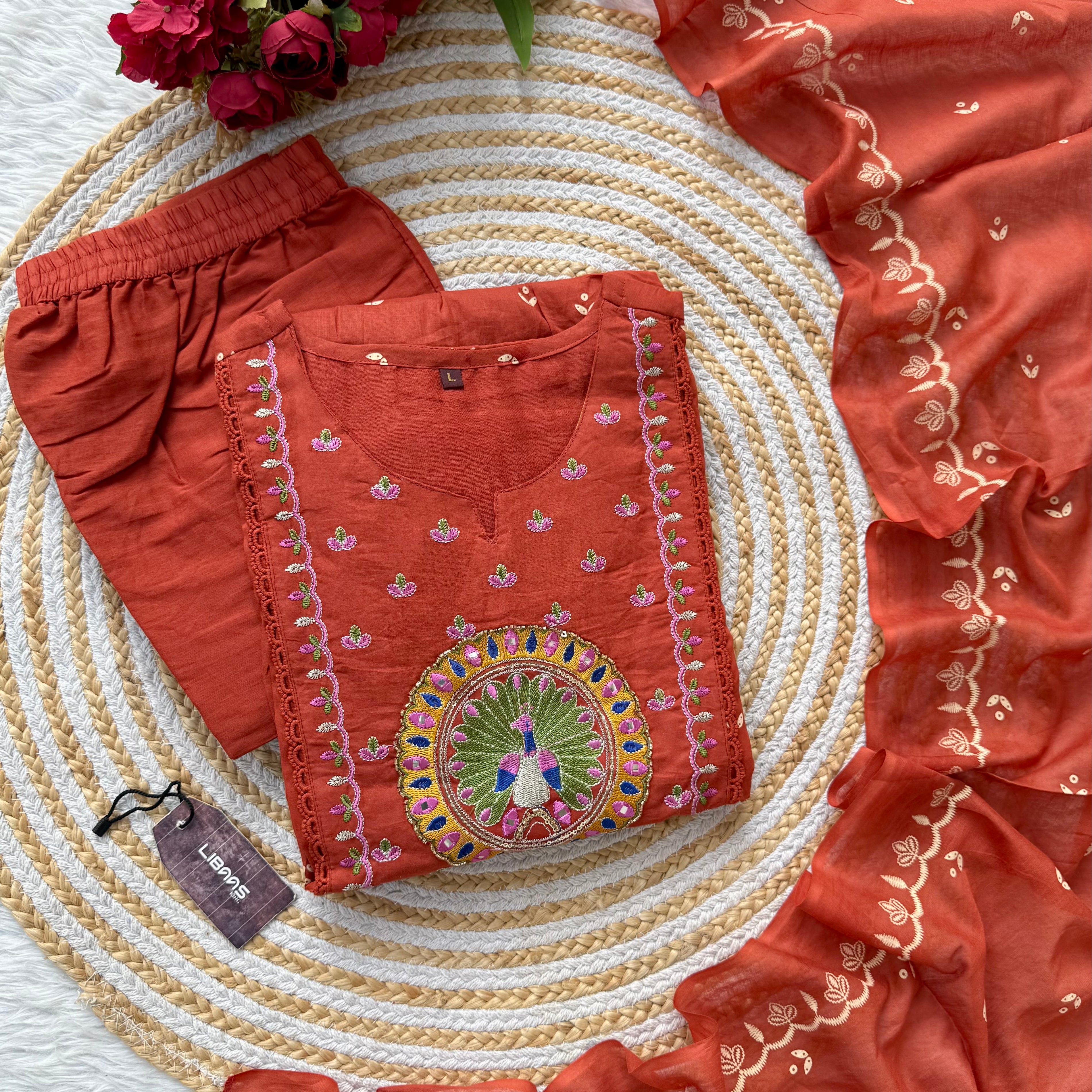 “SHYLA" Premium Mul cotton embroidered work Anarkali suit