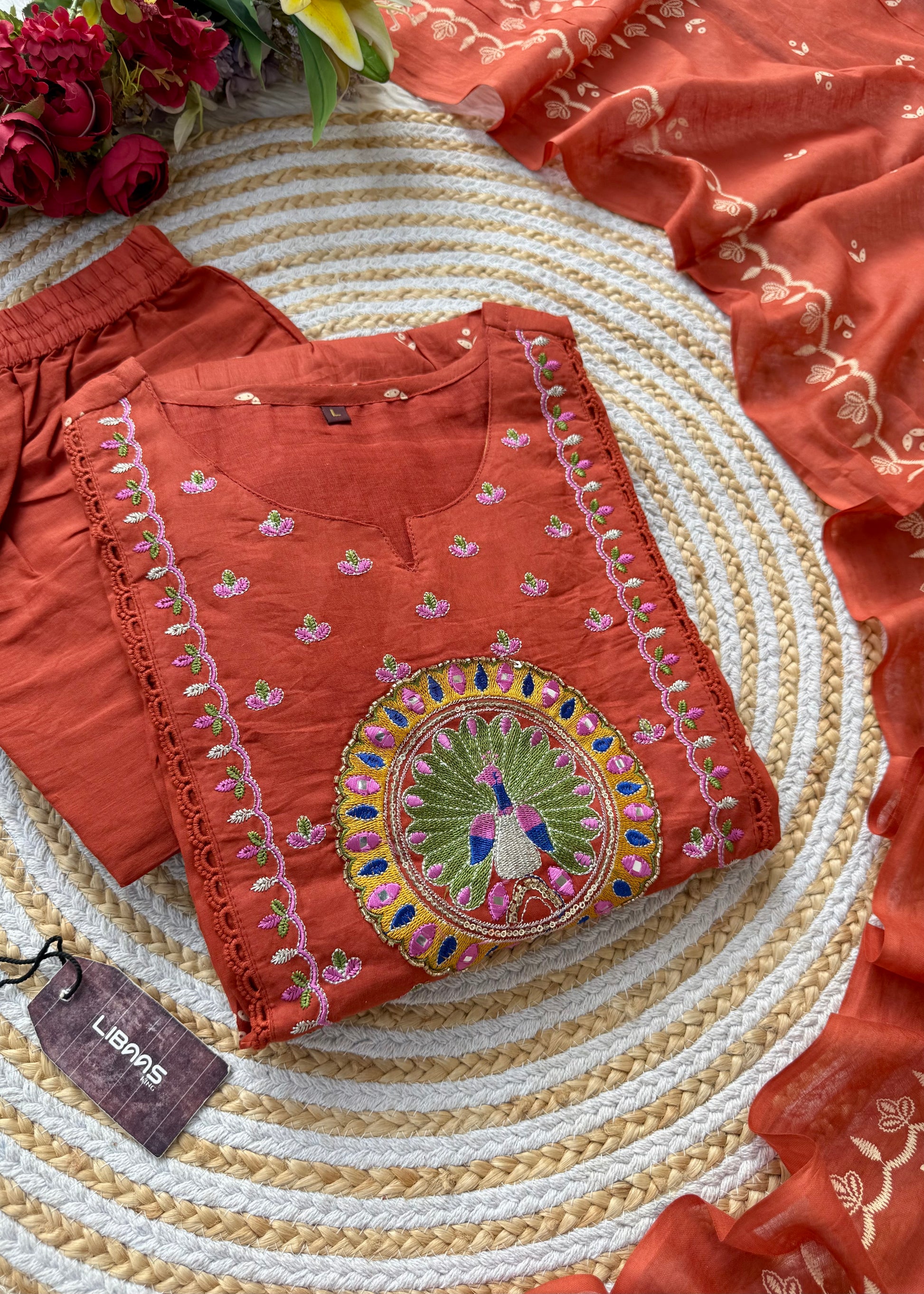 “SHYLA" Premium Mul cotton embroidered work Anarkali suit