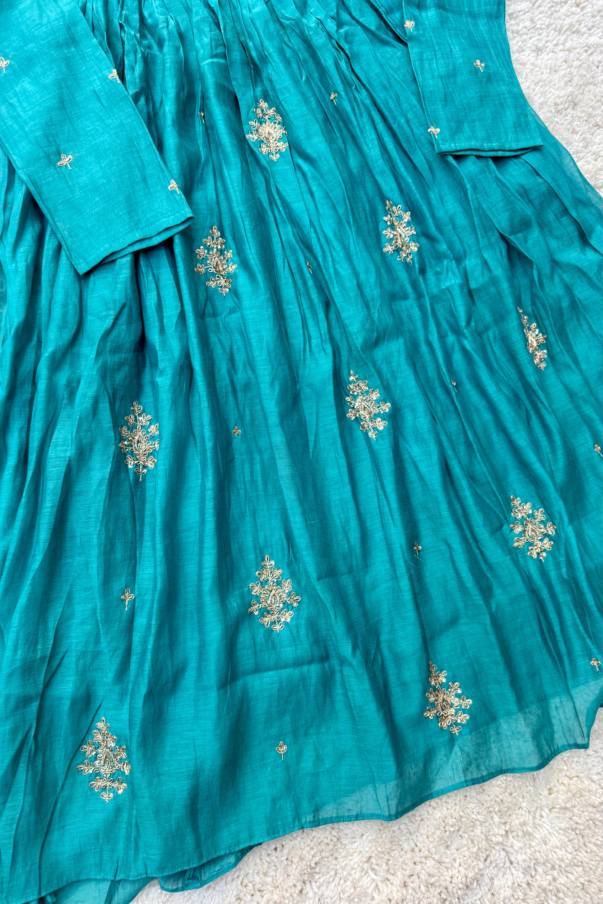 🛍️”Malika – Premium Mul Chanderi Anarkali Kurta Set