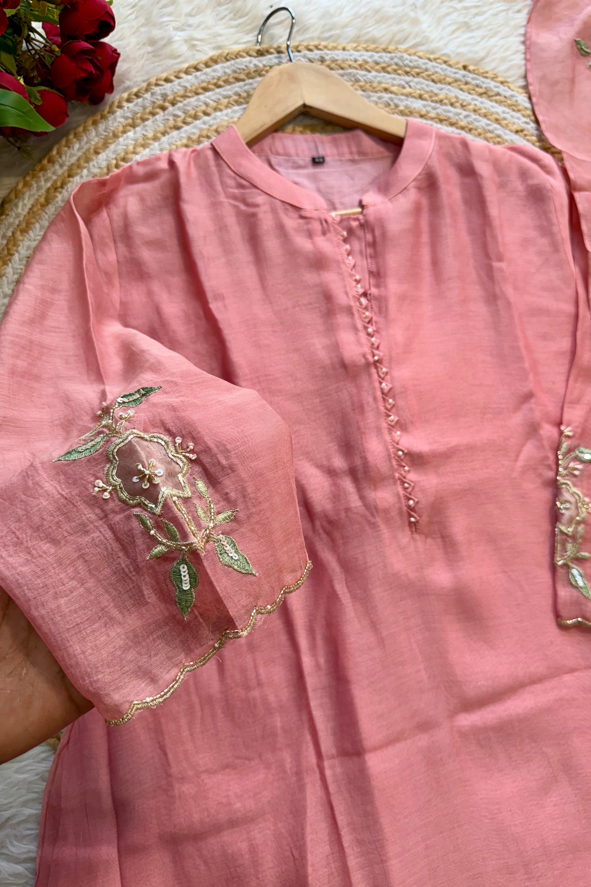 “MEERA” Premium Mul Chanderi Daman work anarkali suit set