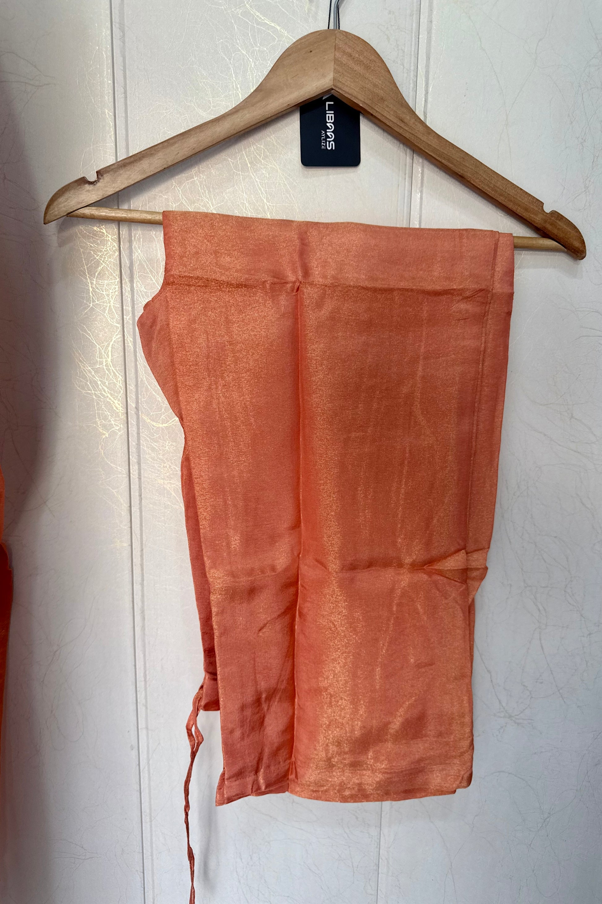“SHINE” Beautiful Peach with gold tone shimmer tissue kurta set