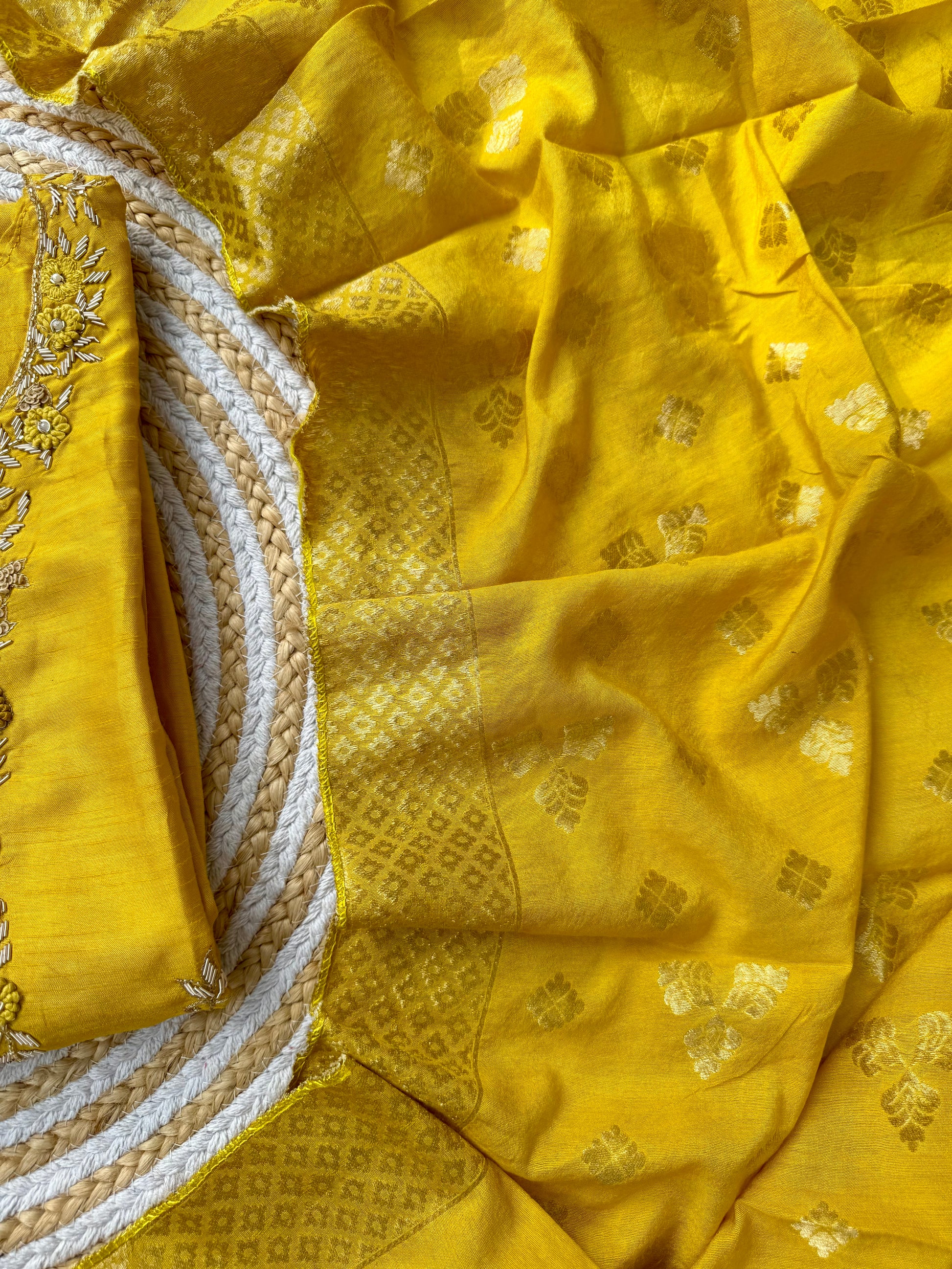 "Nadia" Mustard yellow dola silk kurta set