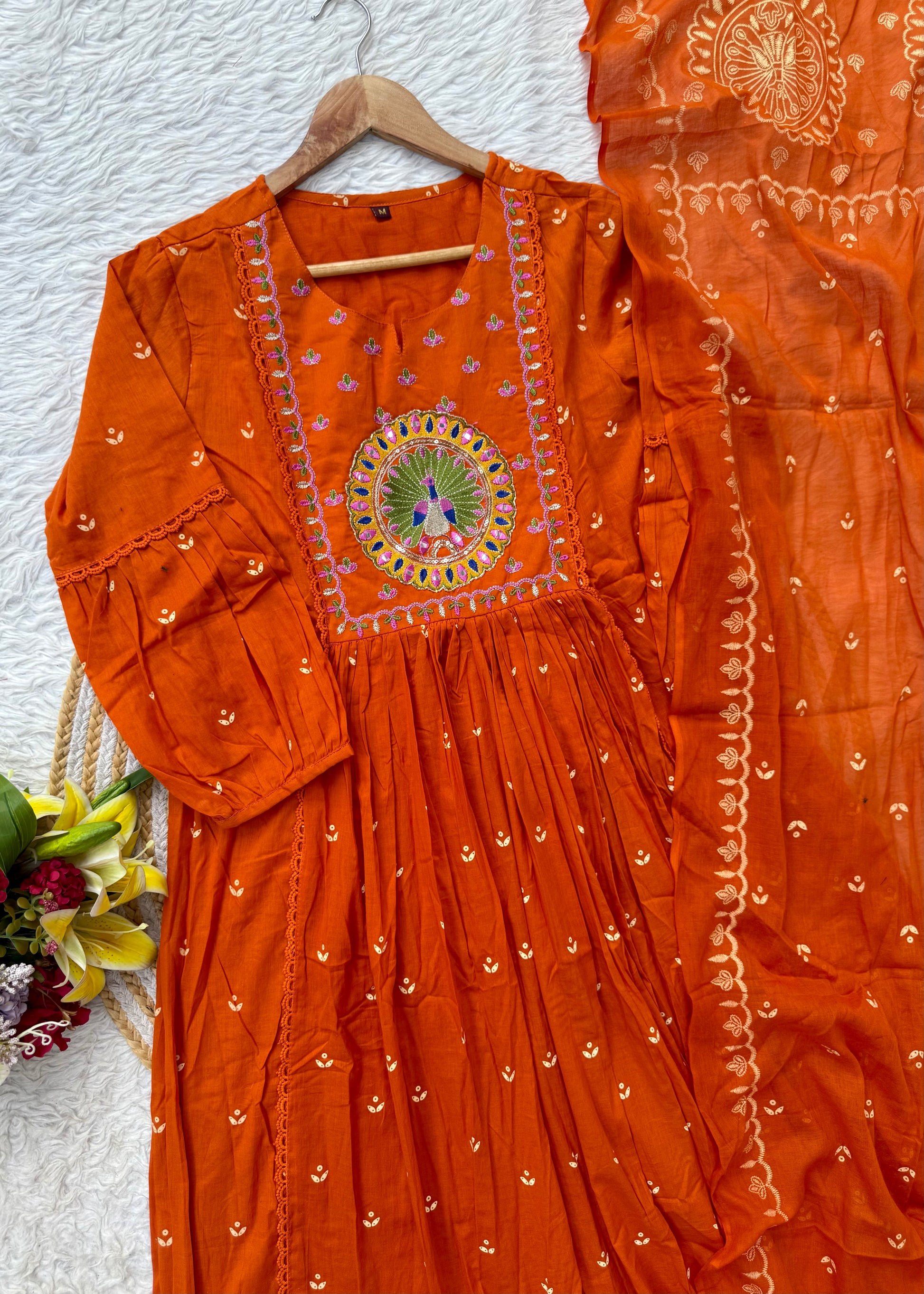 “SHYLA" Premium Mul cotton embroidered work Anarkali suit