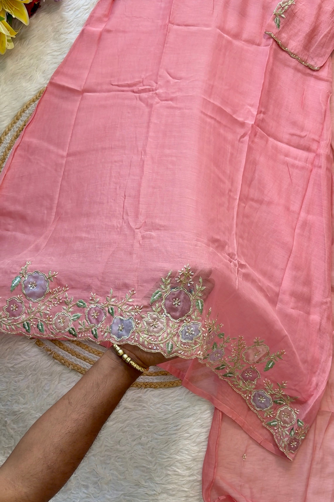 “MEERA” Premium Mul Chanderi Daman work anarkali suit set