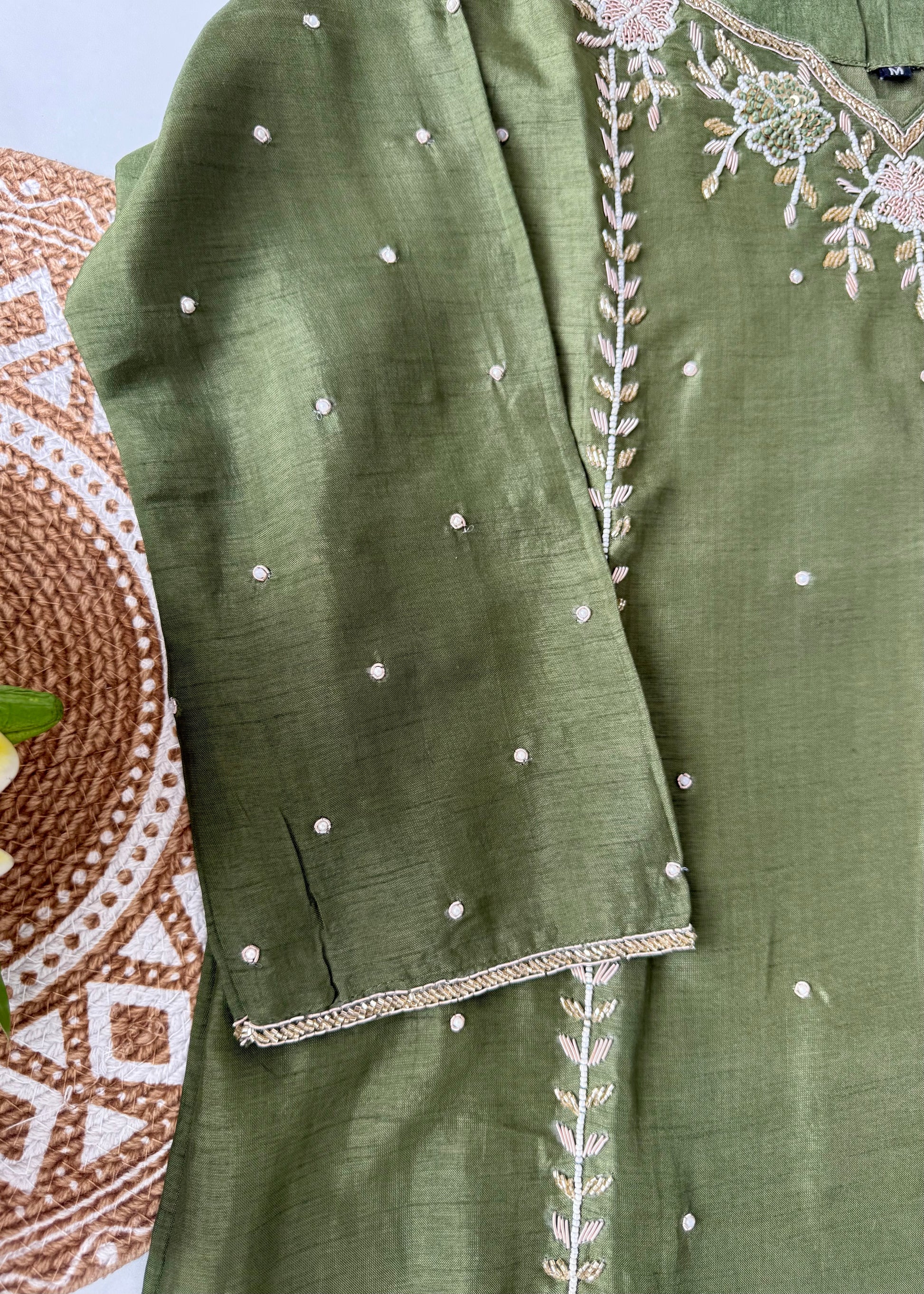 “Nicky” Party Wear Heavy Handwork Dola Silk Kurta Set