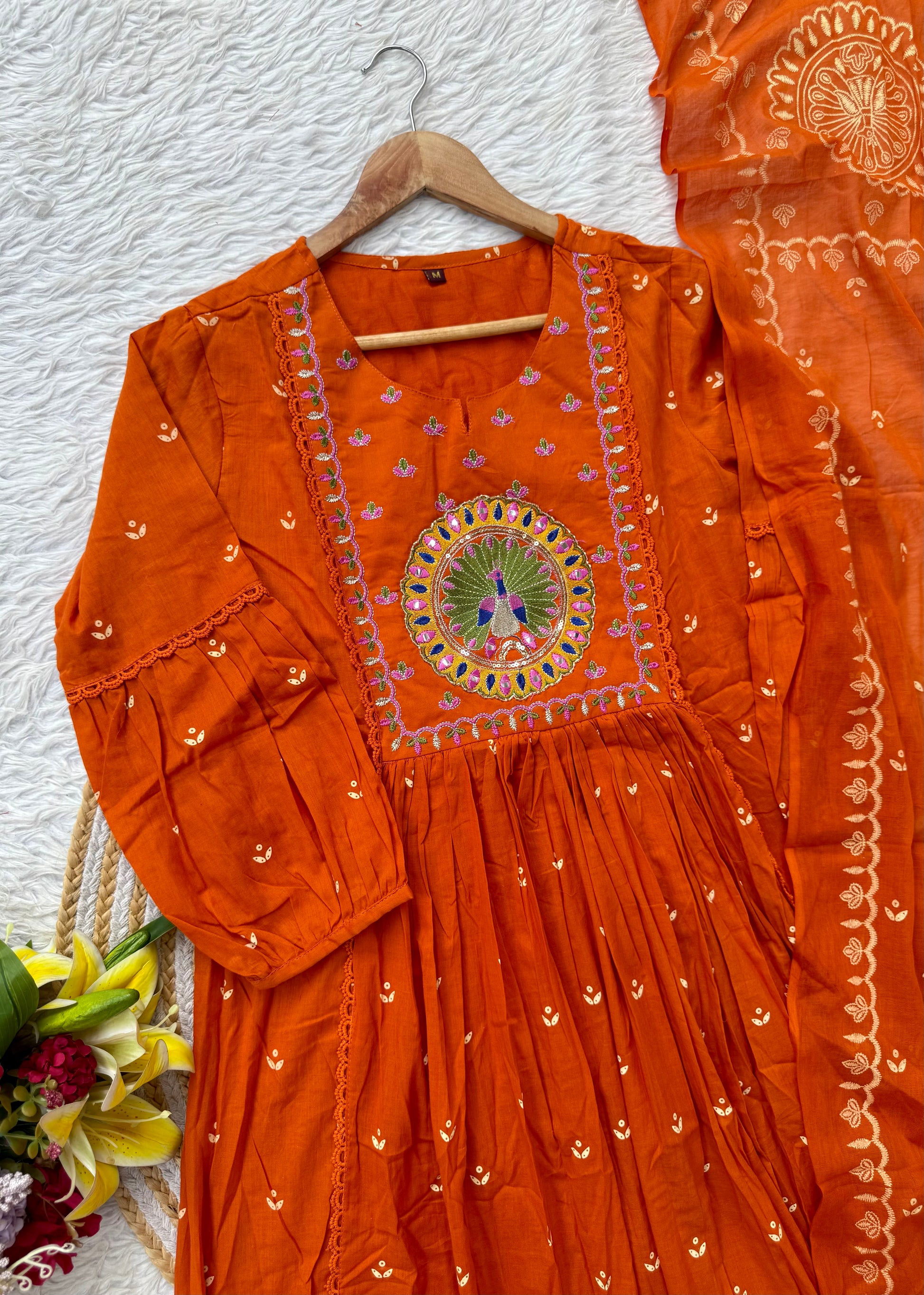“SHYLA" Premium Mul cotton embroidered work Anarkali suit