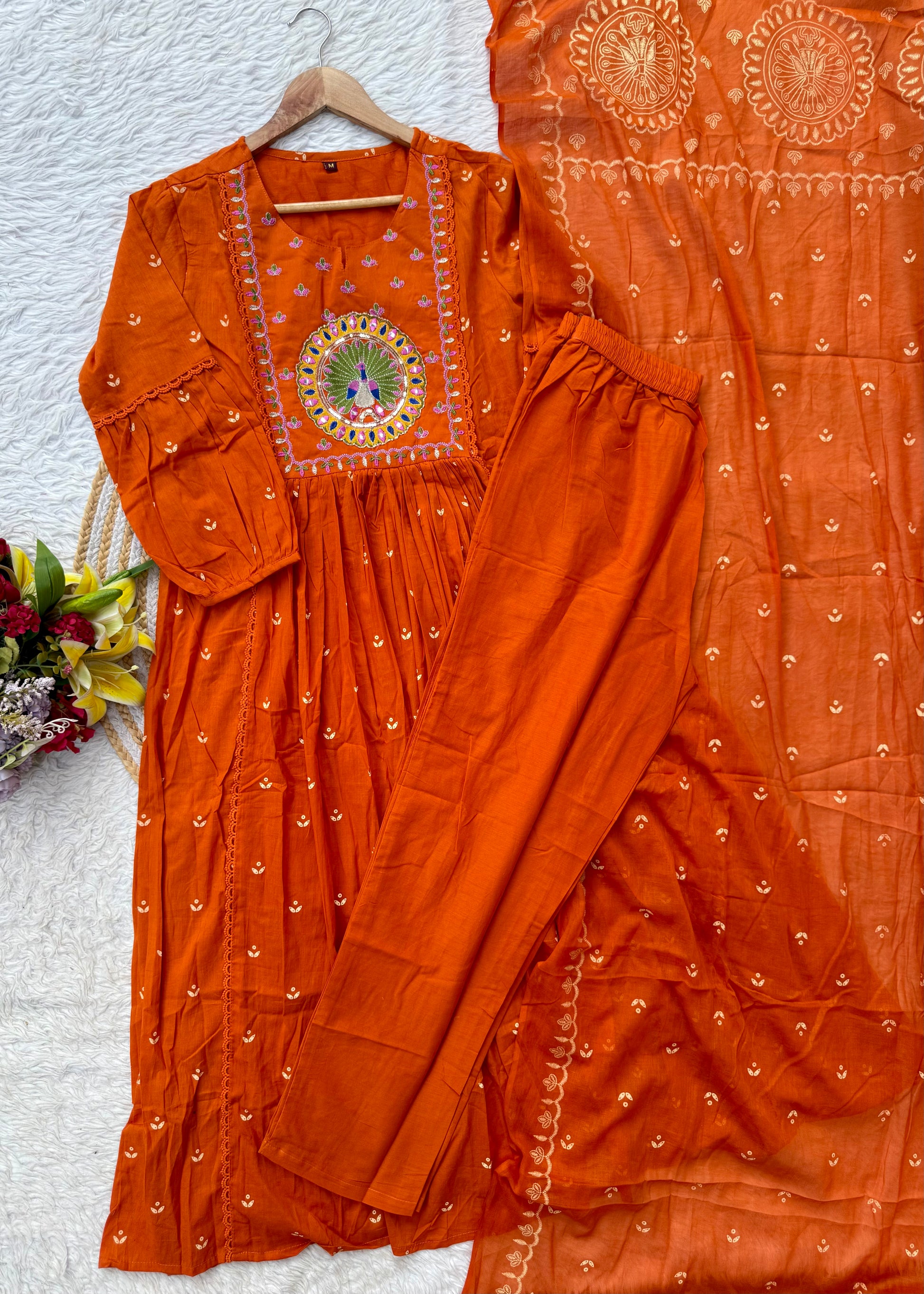“SHYLA" Premium Mul cotton embroidered work Anarkali suit