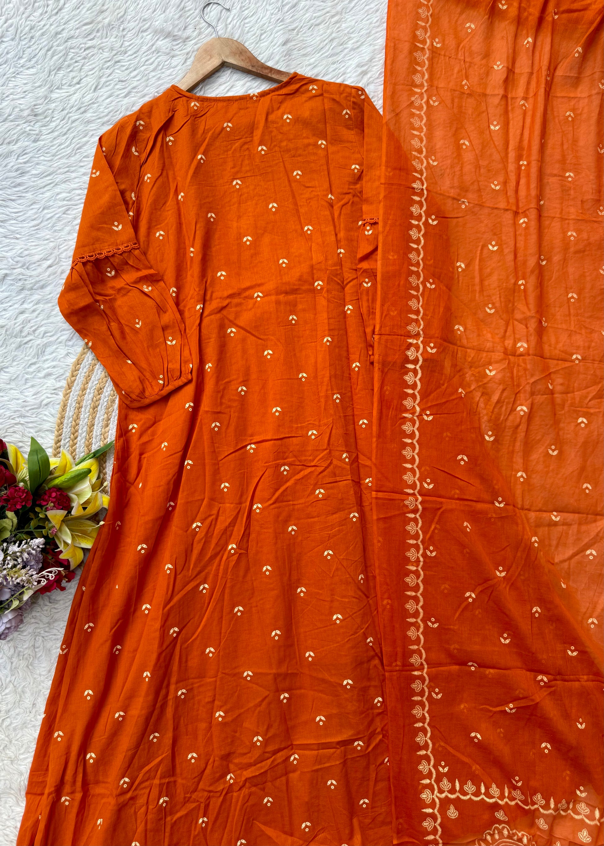“SHYLA" Premium Mul cotton embroidered work Anarkali suit