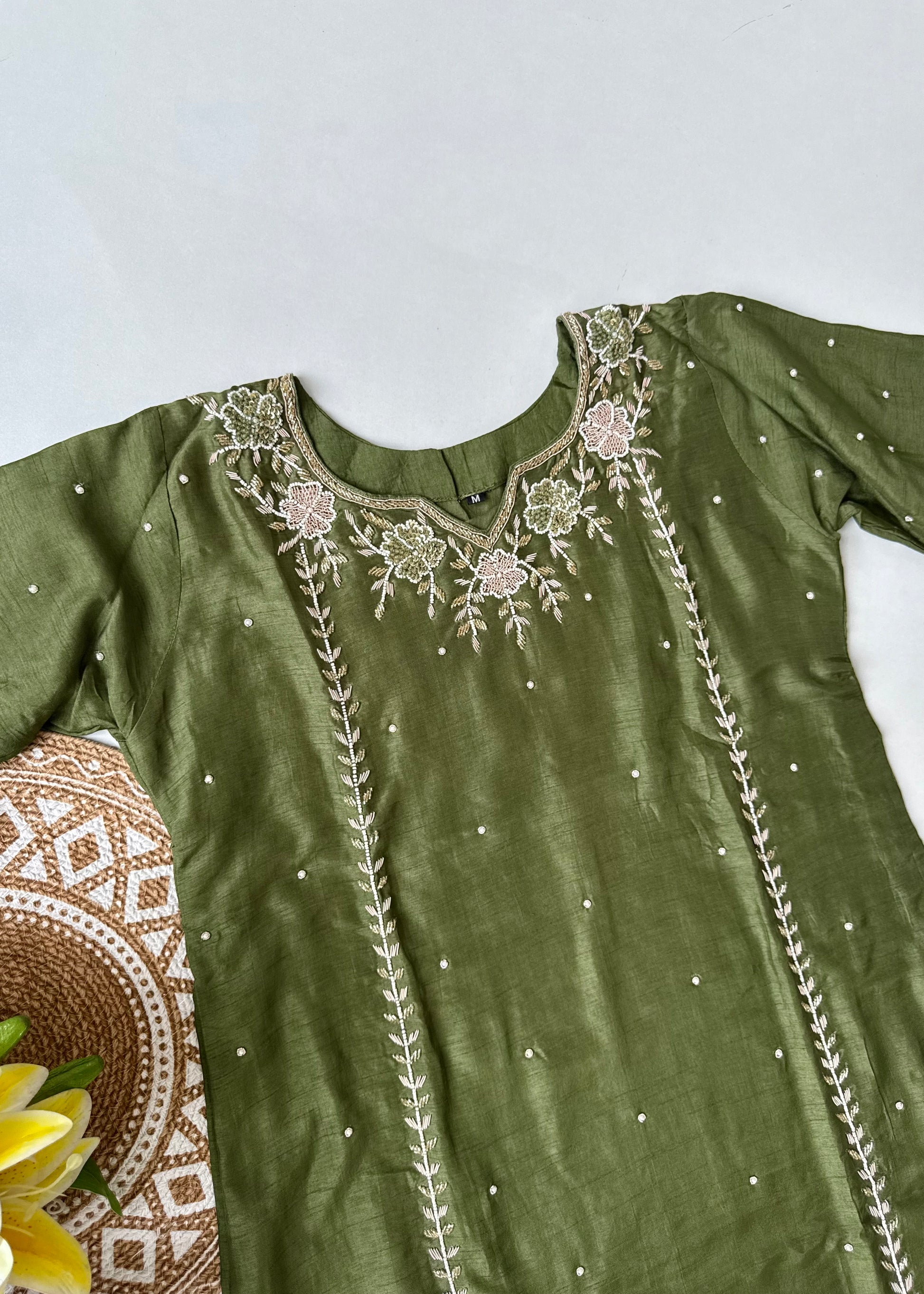 “Nicky” Party Wear Heavy Handwork Dola Silk Kurta Set