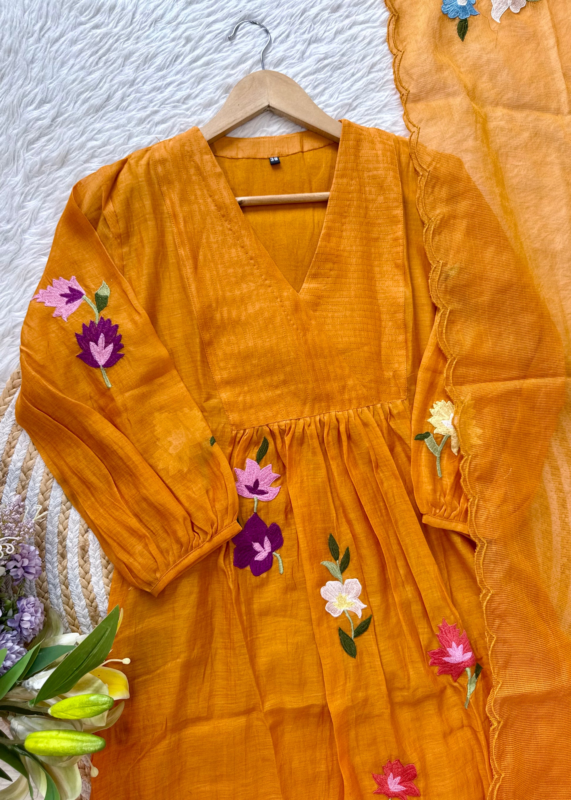 “IFRA” Mul Chanderi party wear anarkali suit set