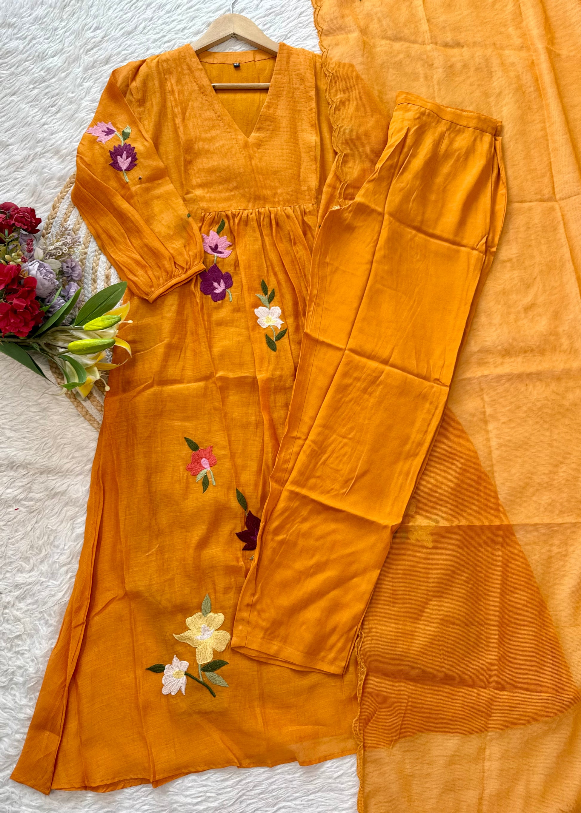 “IFRA” Mul Chanderi party wear anarkali suit set