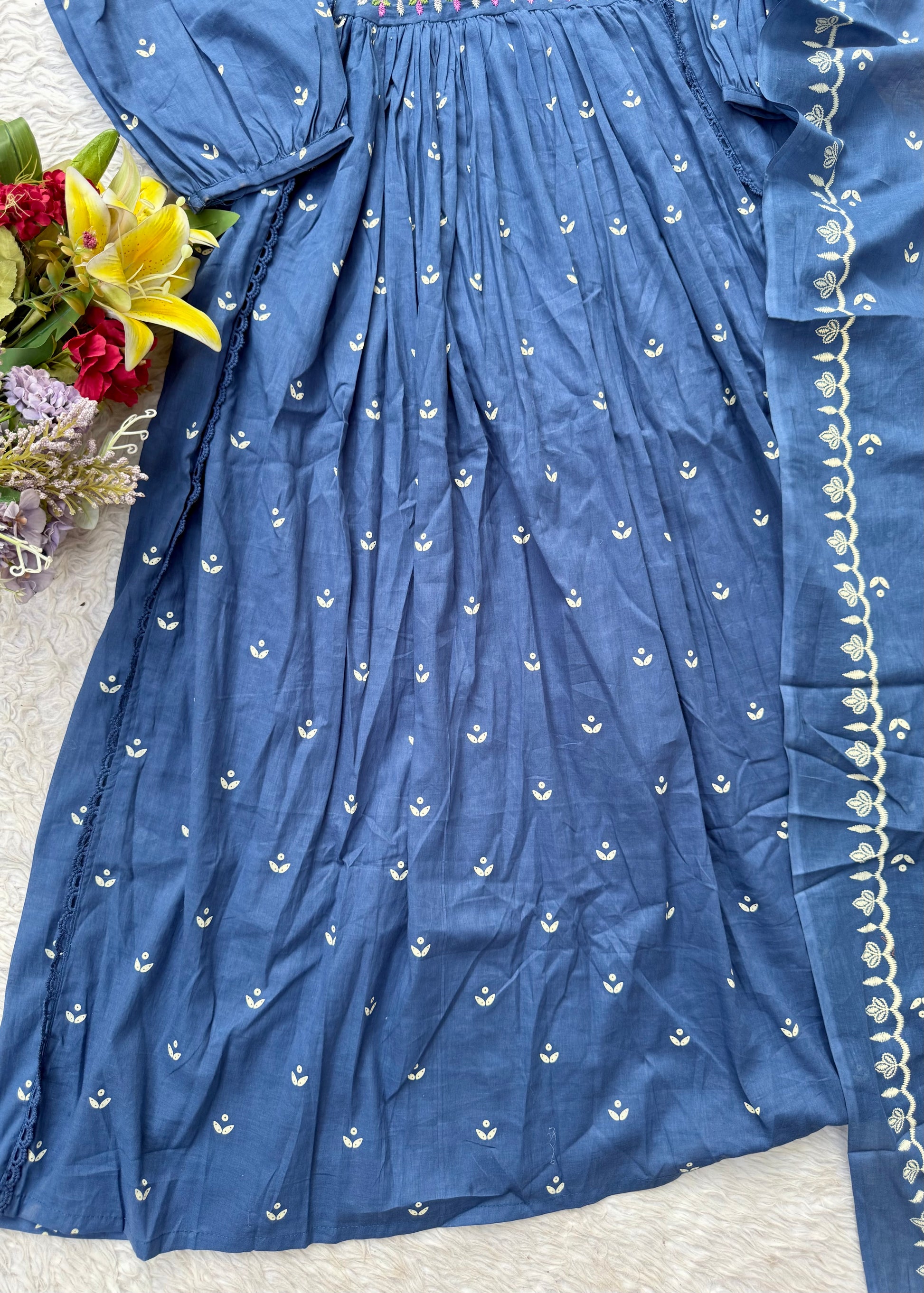“SHYLA" Premium Mul cotton embroidered work Anarkali suit