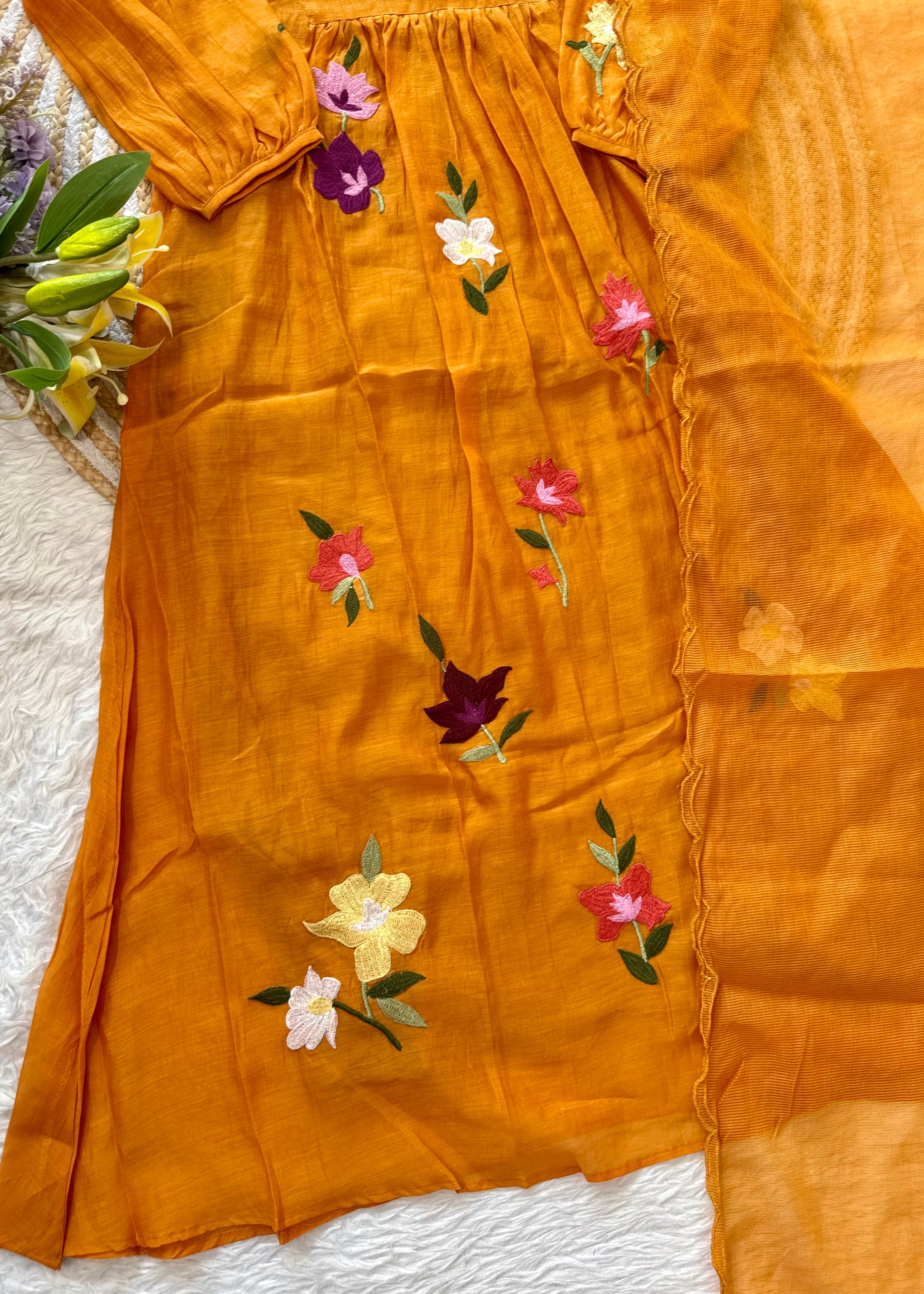 “IFRA” Mul Chanderi party wear anarkali suit set