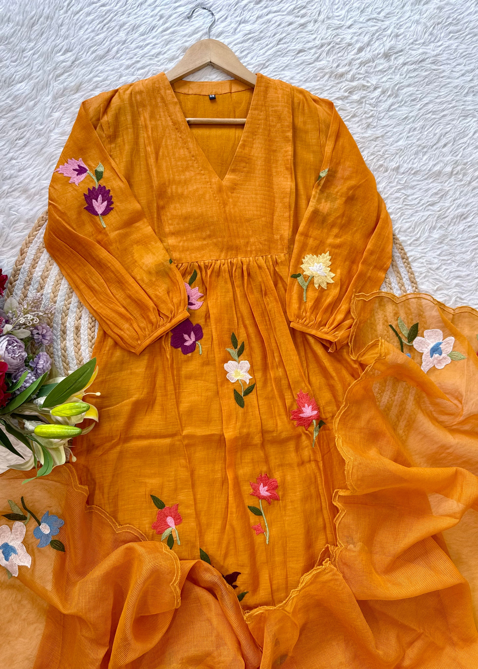 “IFRA” Mul Chanderi party wear anarkali suit set