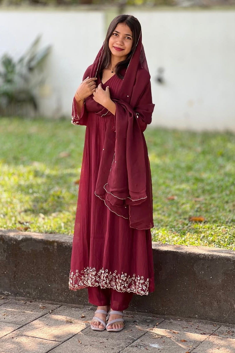✨”Auzan– Premium Mul Chanderi A-Line Kurta Set