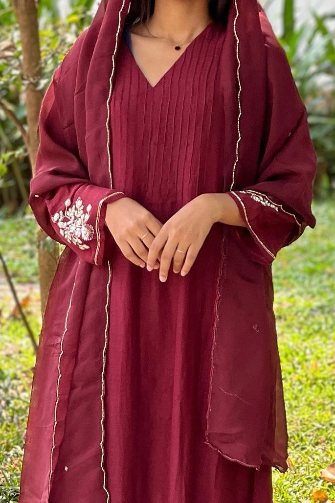 ✨”Auzan– Premium Mul Chanderi A-Line Kurta Set