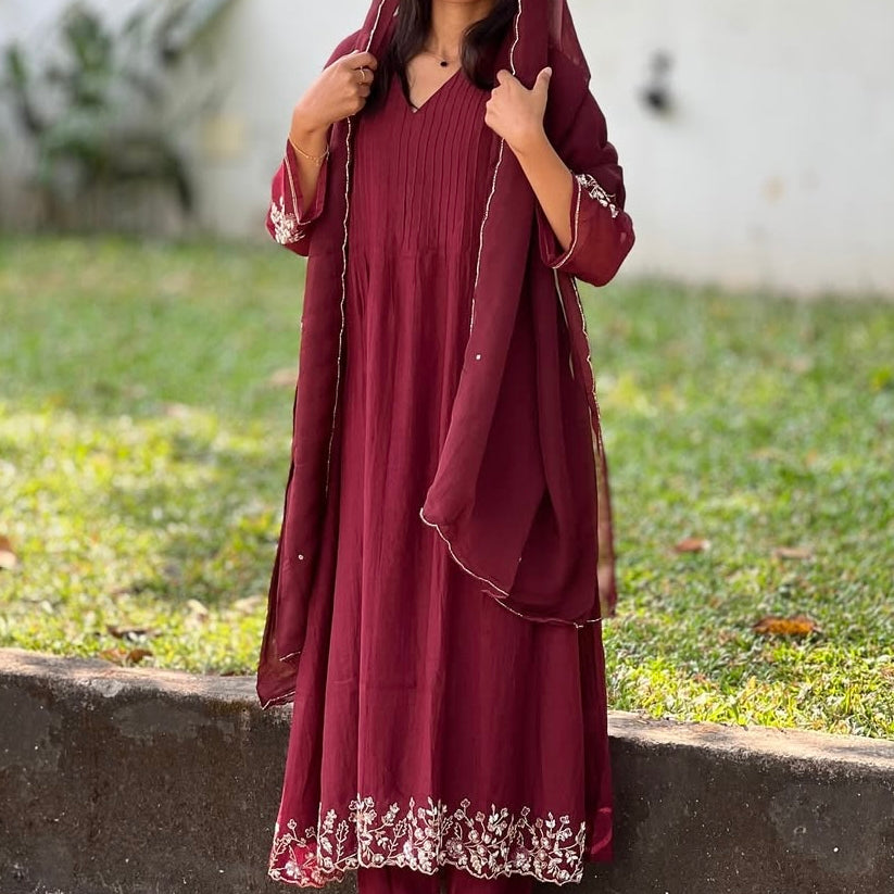 ✨”Auzan– Premium Mul Chanderi A-Line Kurta Set