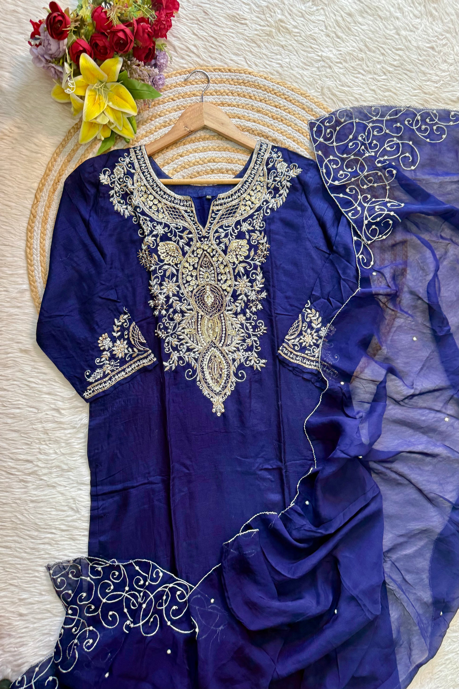 “SUZAIN” A very beautiful festival wear special blue set