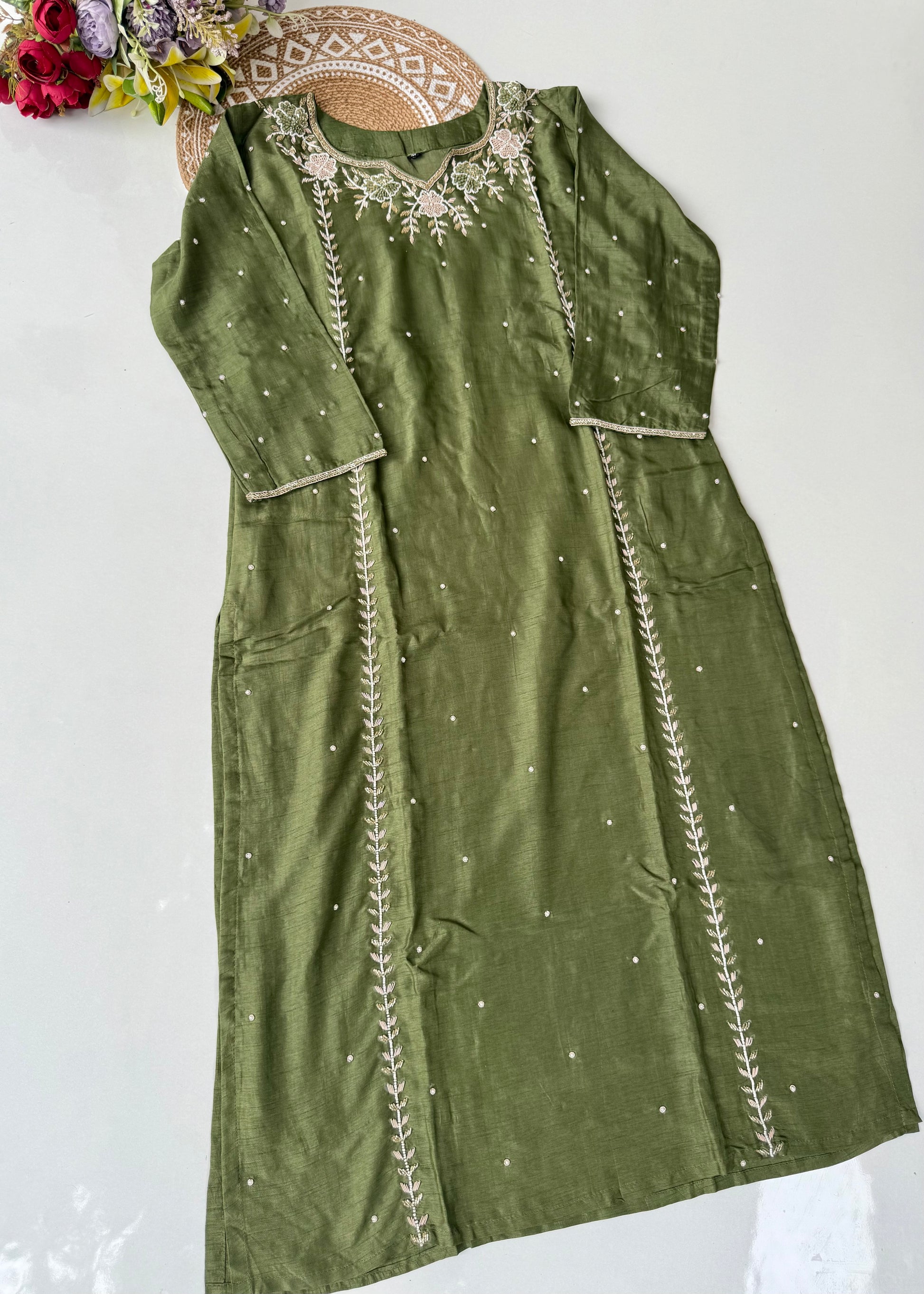 “Nicky” Party Wear Heavy Handwork Dola Silk Kurta Set
