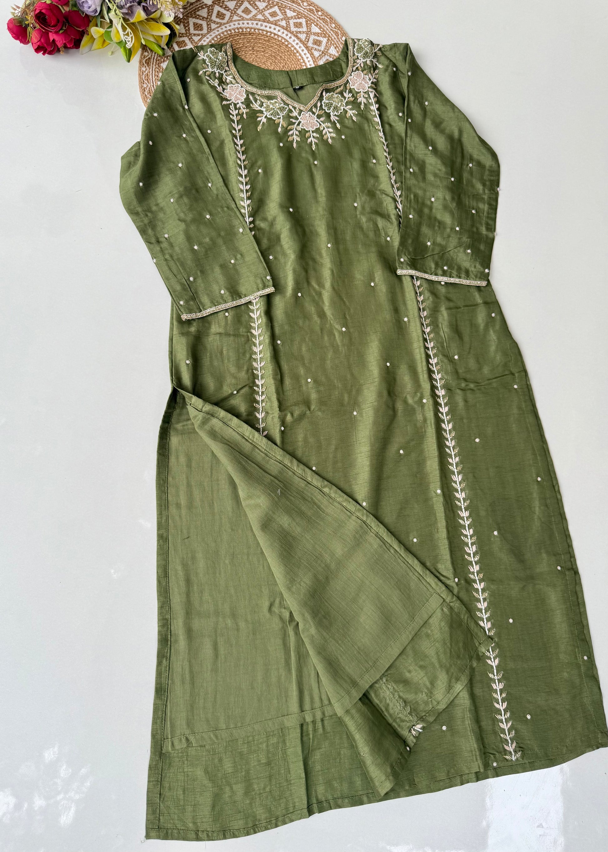“Nicky” Party Wear Heavy Handwork Dola Silk Kurta Set