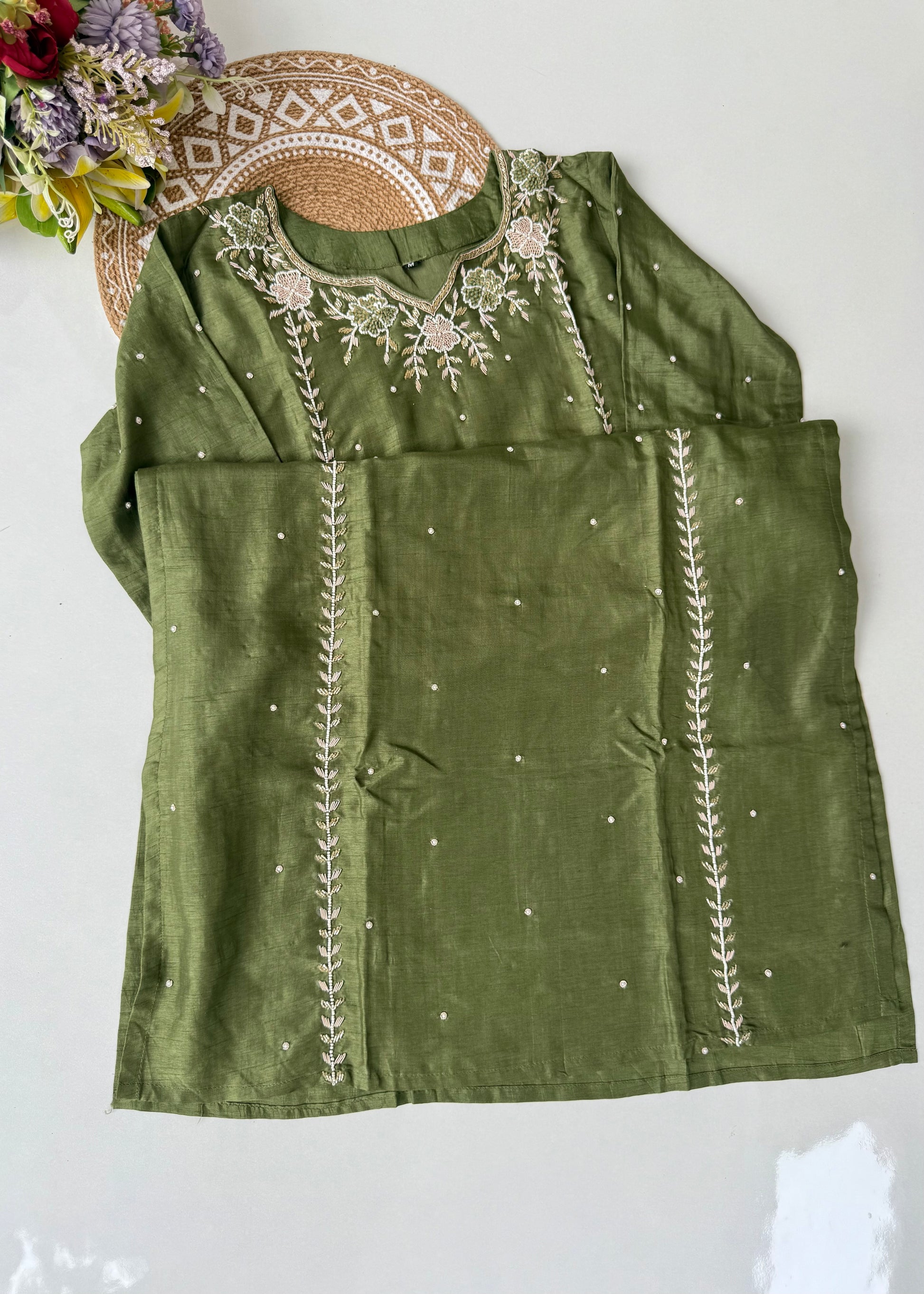 “Nicky” Party Wear Heavy Handwork Dola Silk Kurta Set