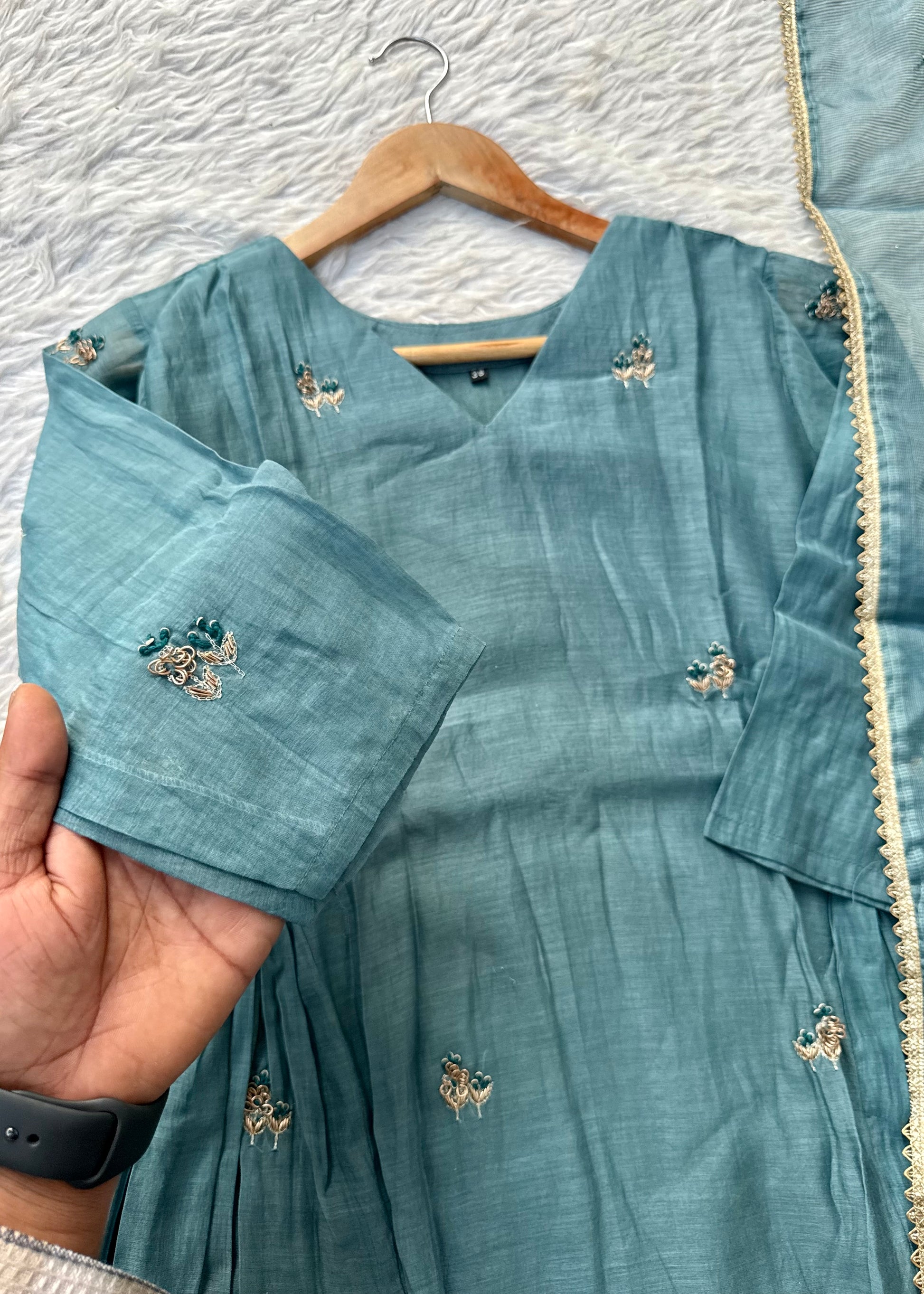 “AFIA” Premium Mul Chanderi anarkali kurta set