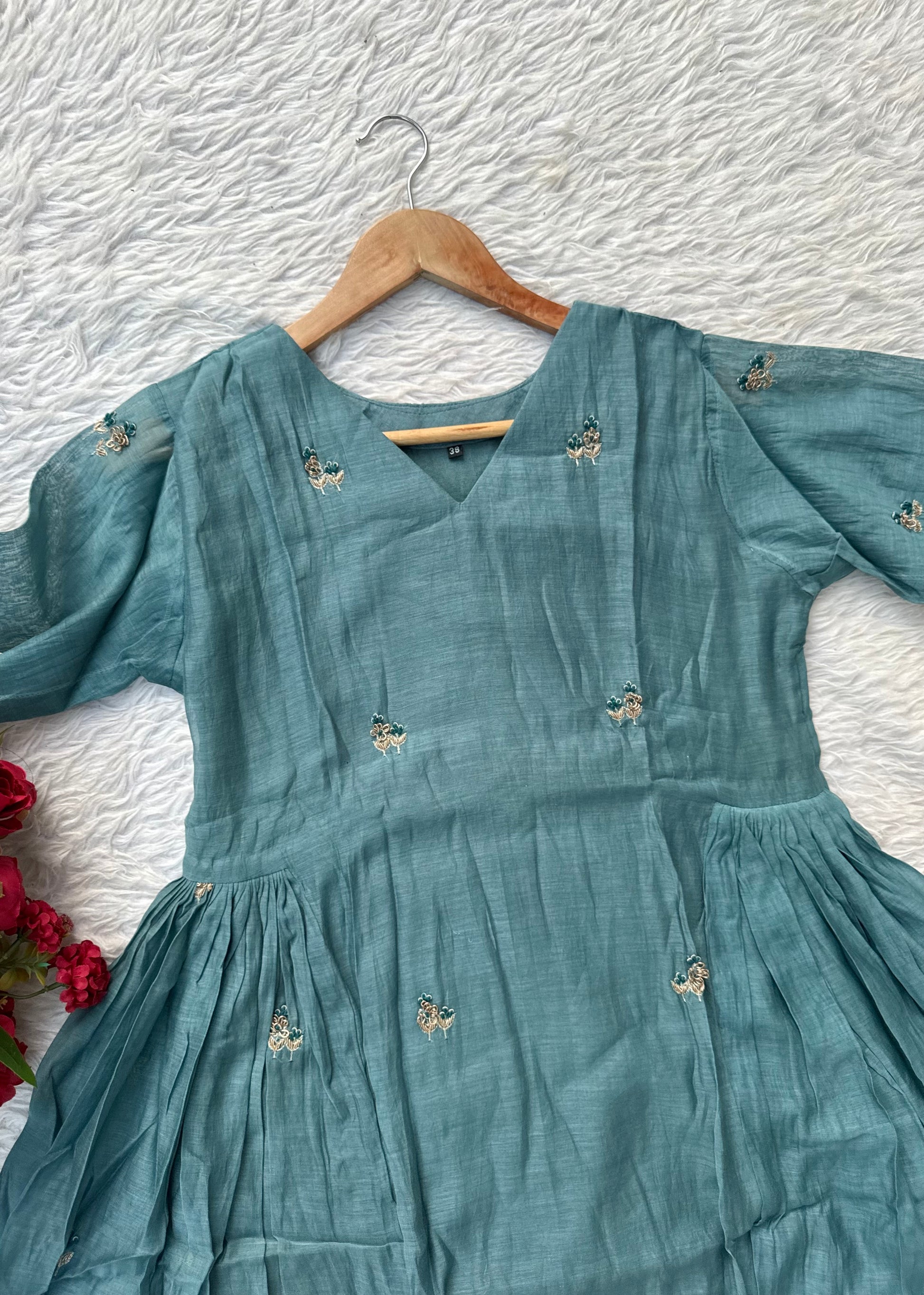 “AFIA” Premium Mul Chanderi anarkali kurta set