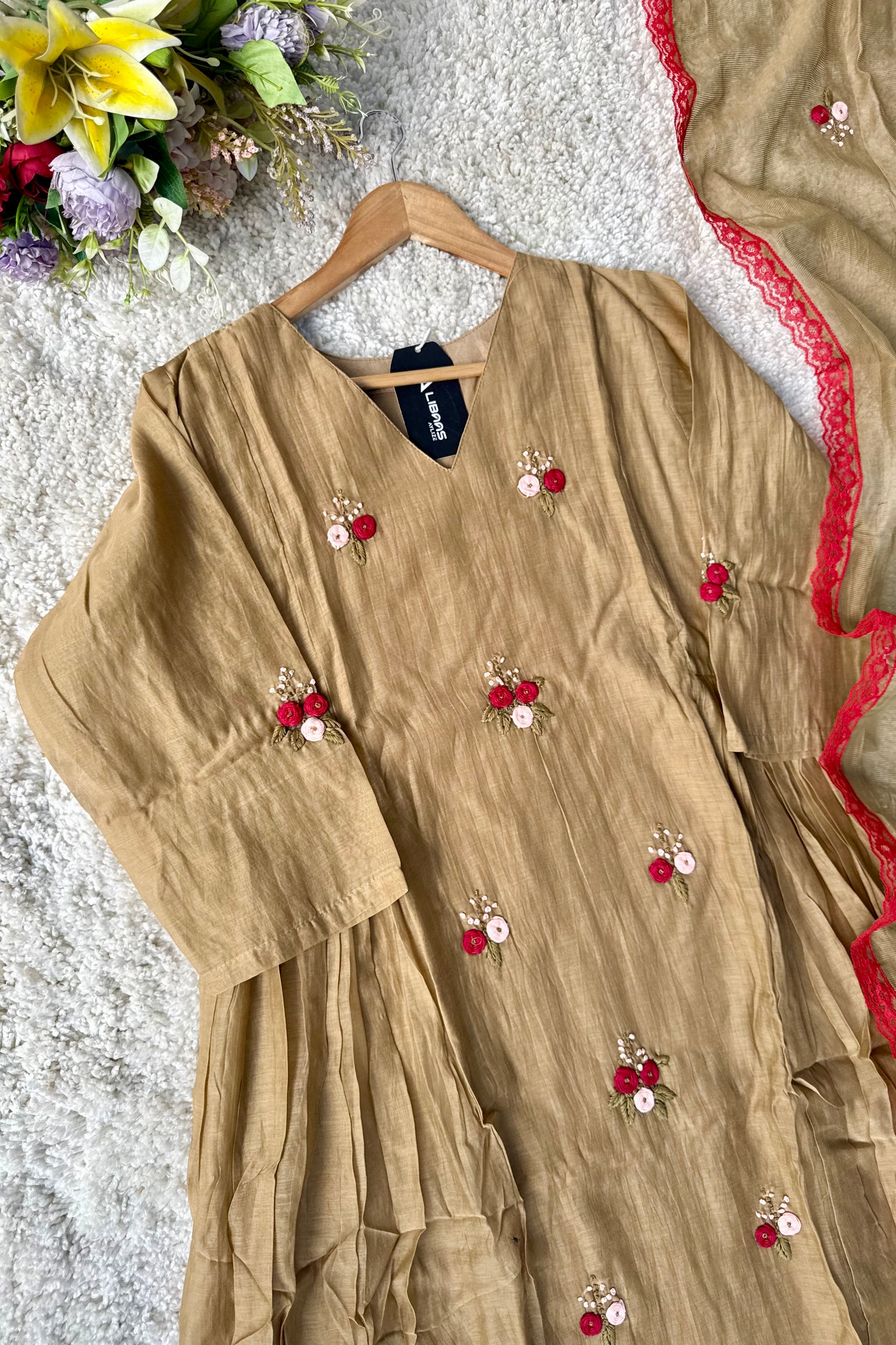 Gold –  Premium Mul Chanderi Anarkali Kurta Set
