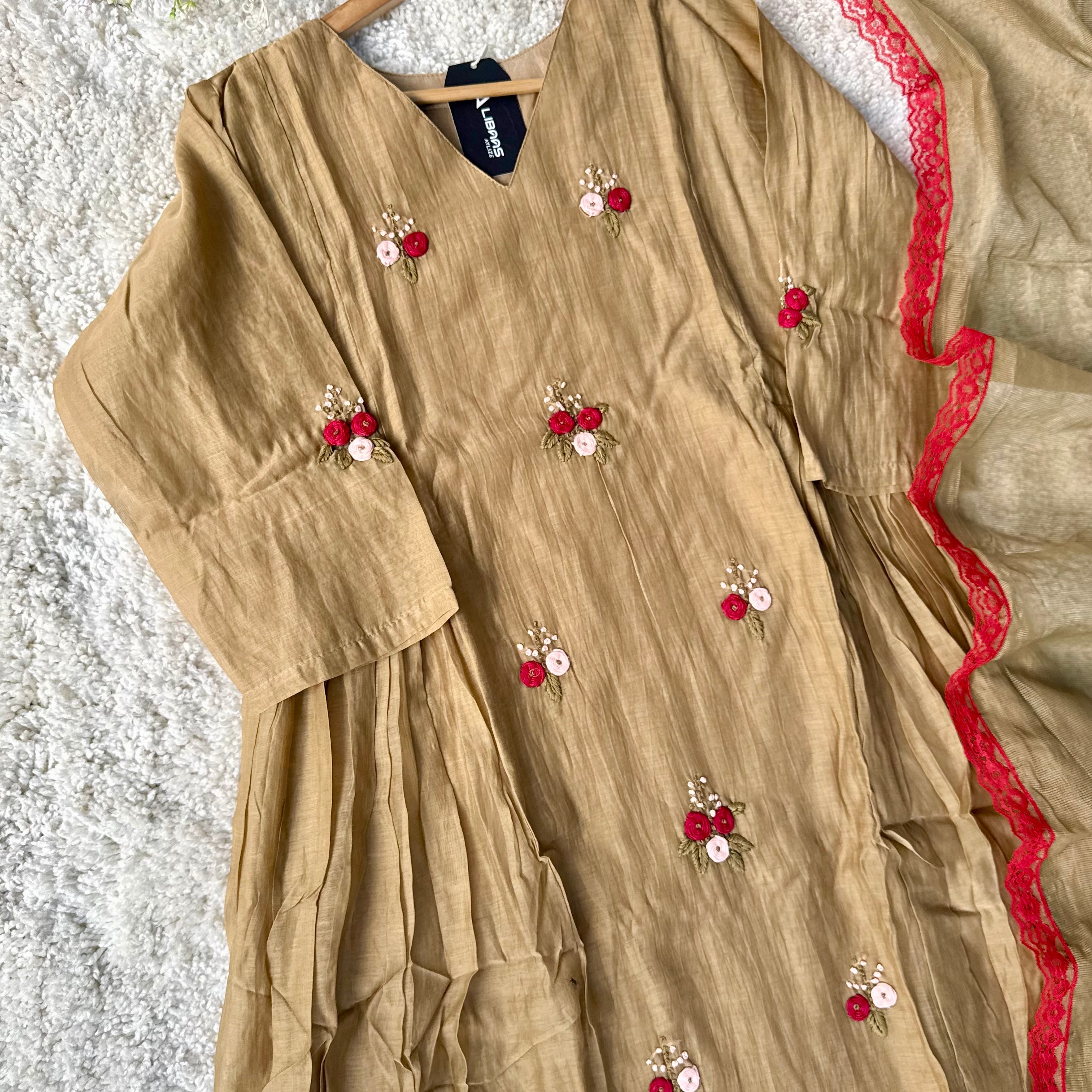 Gold –  Premium Mul Chanderi Anarkali Kurta Set