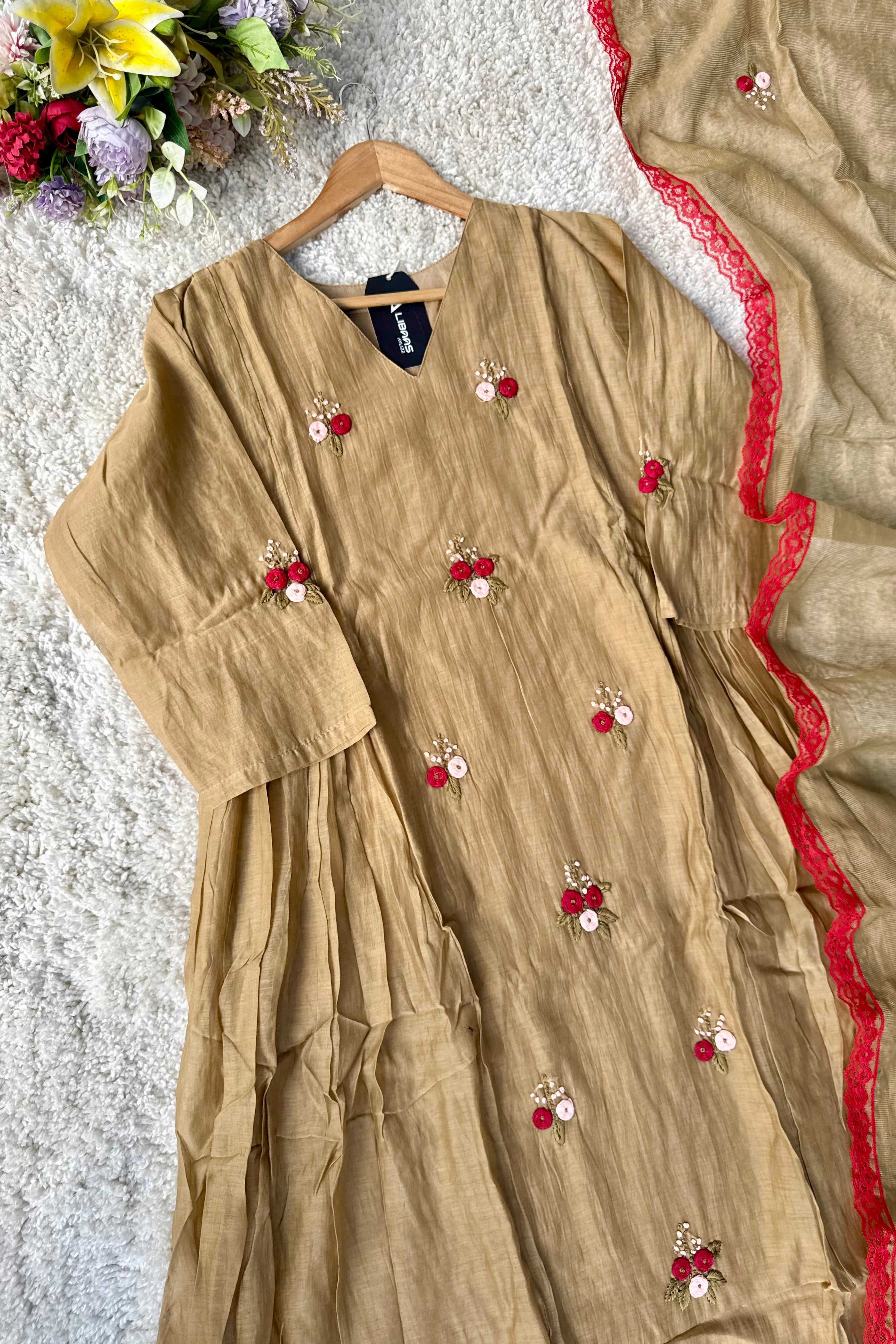 Gold –  Premium Mul Chanderi Anarkali Kurta Set