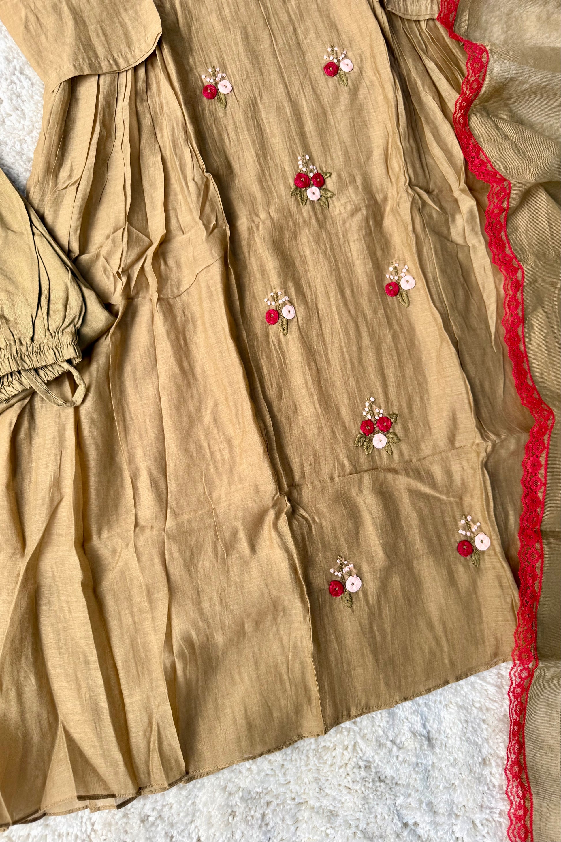Gold –  Premium Mul Chanderi Anarkali Kurta Set