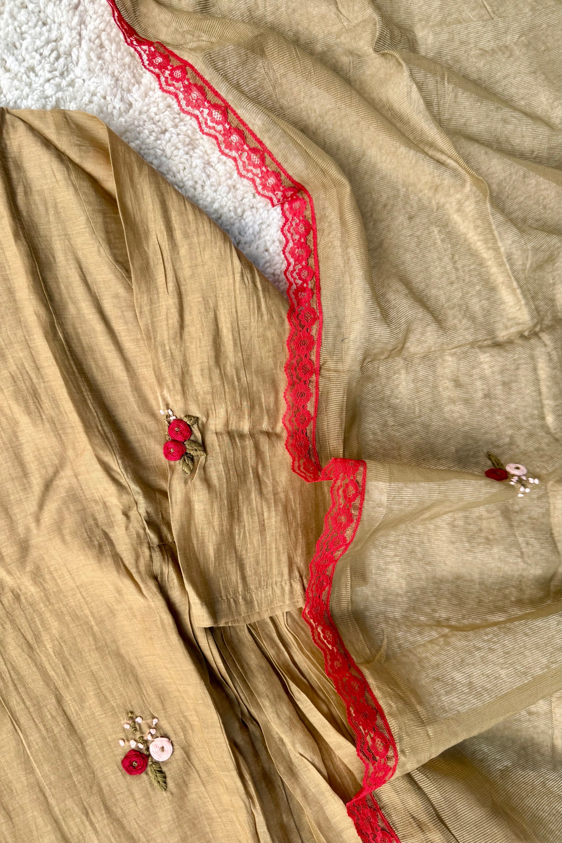 Gold –  Premium Mul Chanderi Anarkali Kurta Set