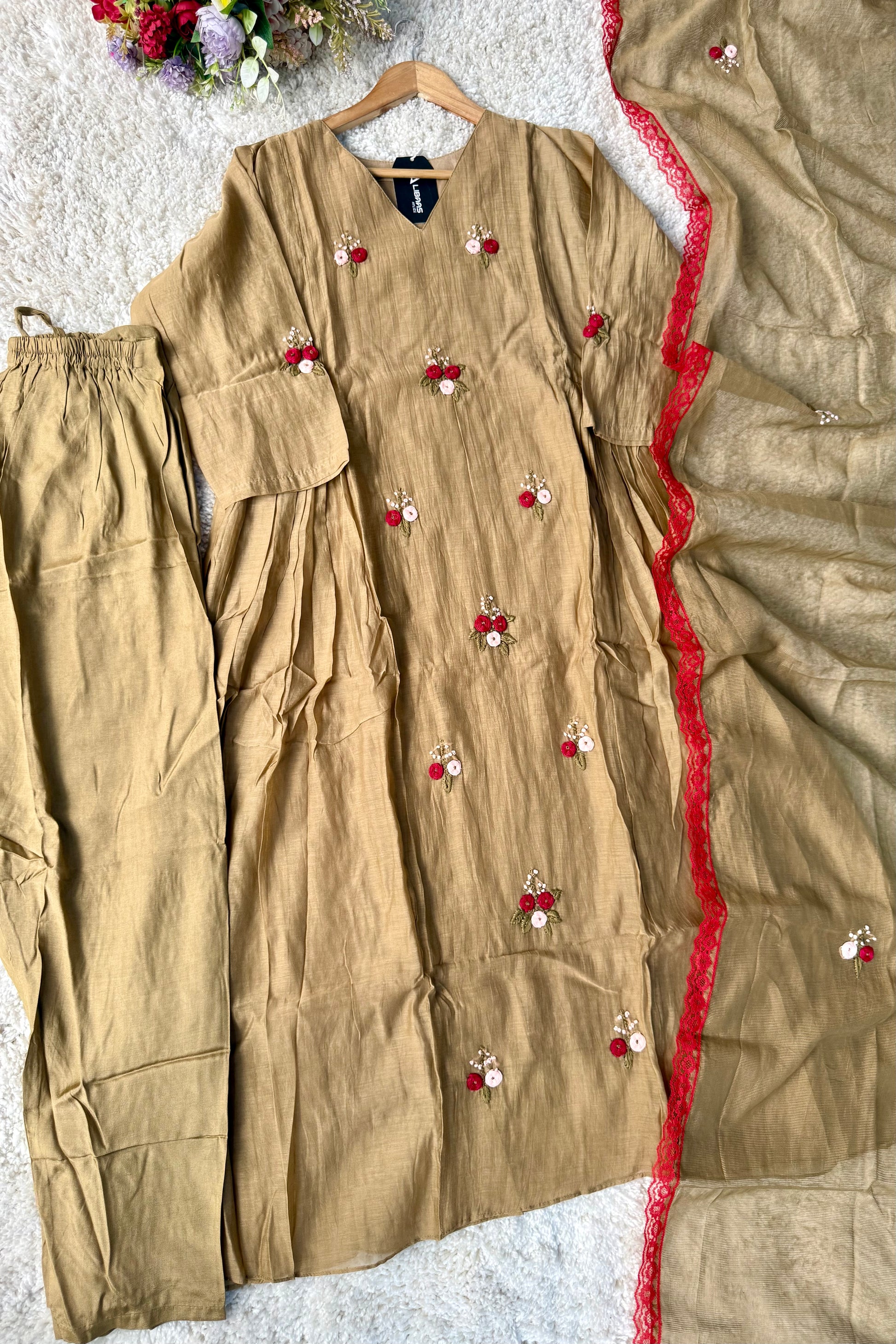 Gold –  Premium Mul Chanderi Anarkali Kurta Set