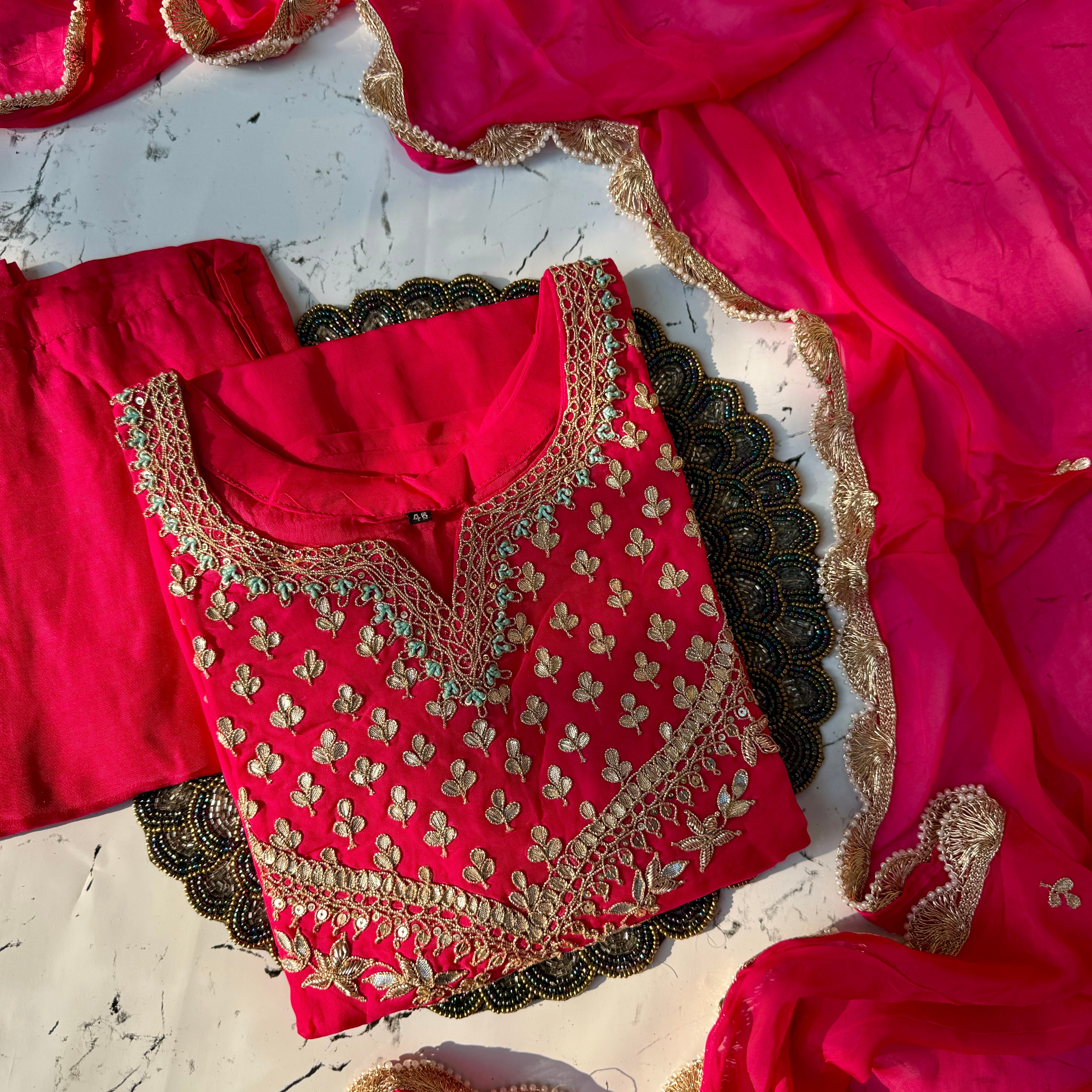 "SAHAL" Beautiful Gota Patti and sequence heavy work set