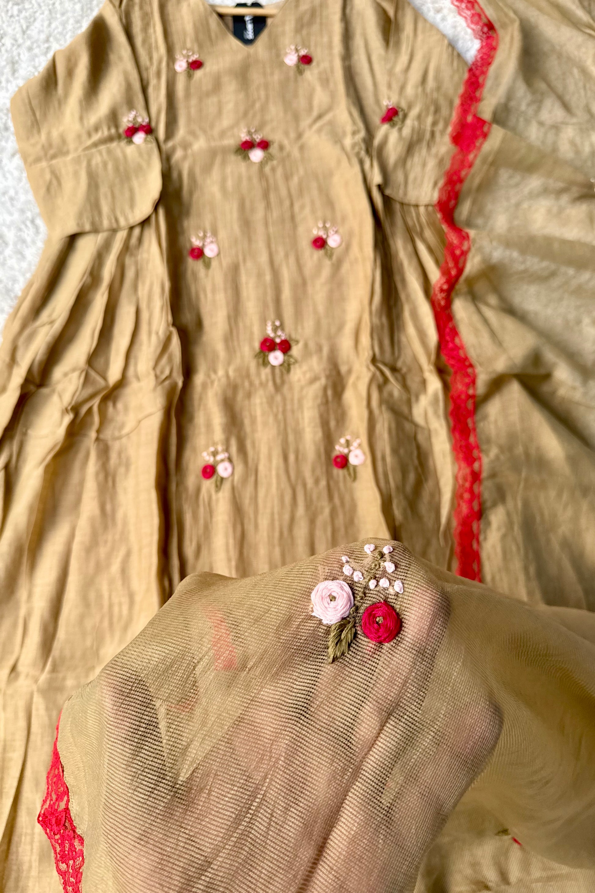 Gold –  Premium Mul Chanderi Anarkali Kurta Set