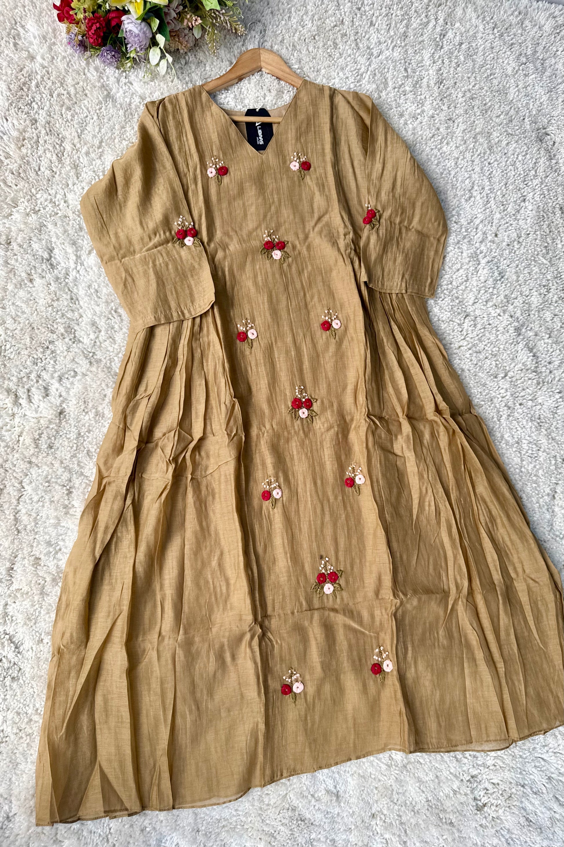 Gold –  Premium Mul Chanderi Anarkali Kurta Set