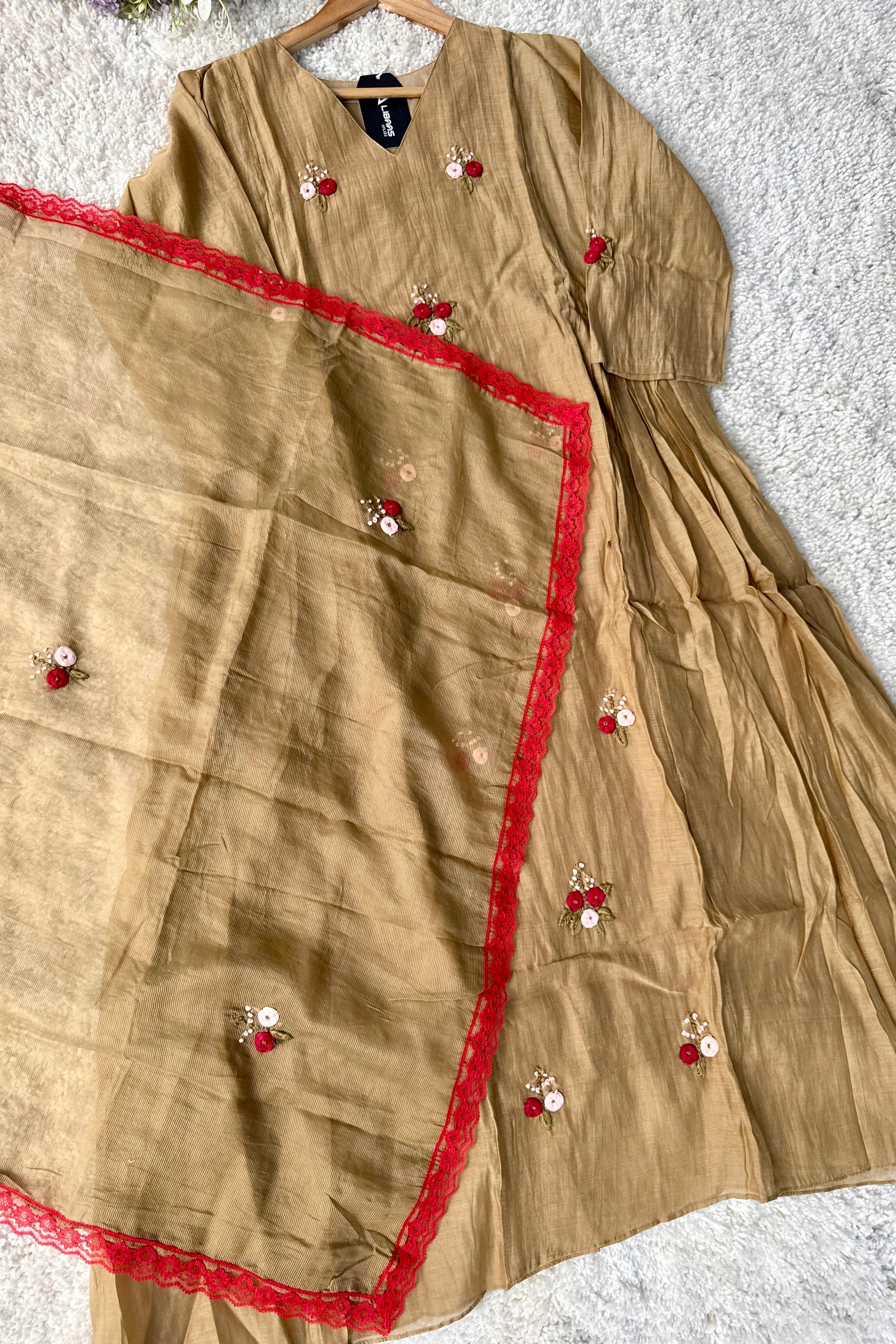 Gold –  Premium Mul Chanderi Anarkali Kurta Set